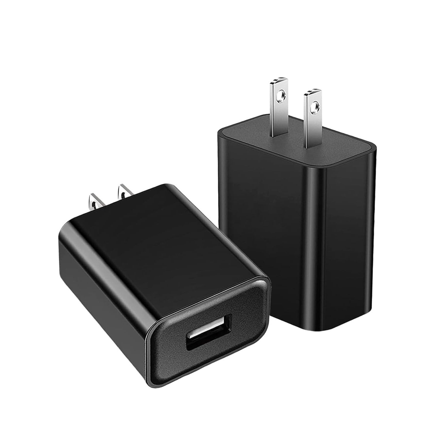 2 Pack 5V 2A Outdoor USB Power Adapter Plug Fast Charging Block Cube Black