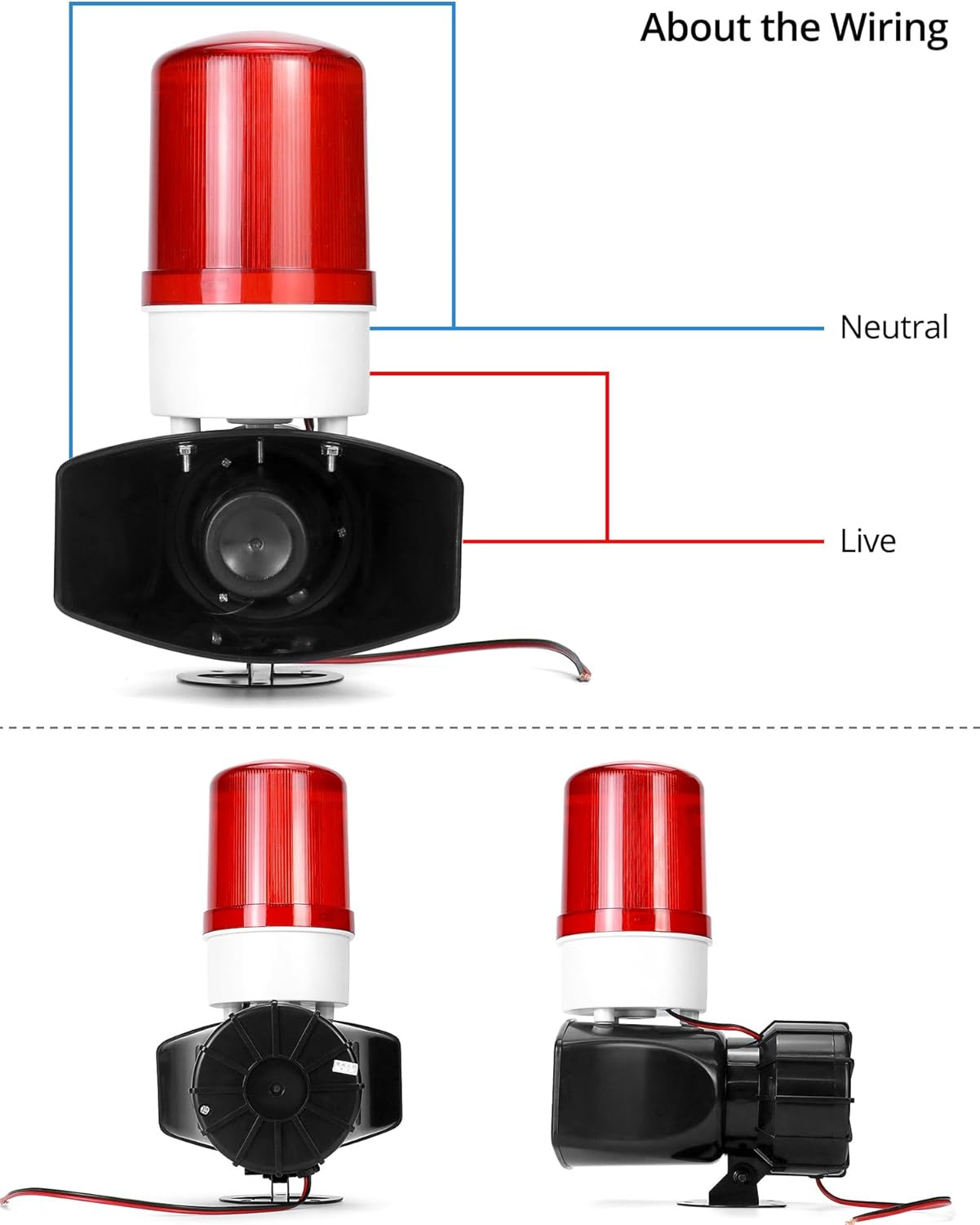 AC110V LED Alarm Siren 115dB Flashing Light 60W Warning System for Factory