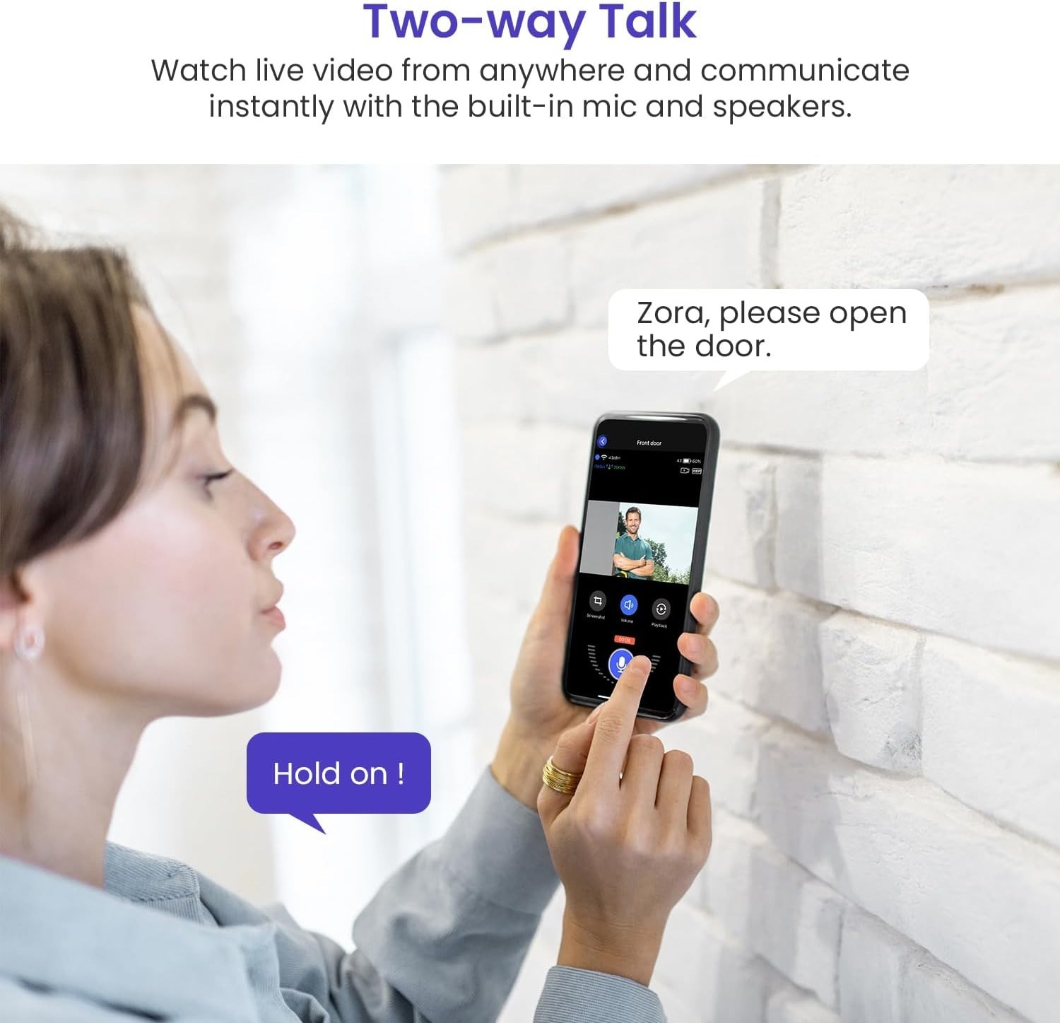 Battery-Powered 1080p Wi-Fi Doorbell with 2-Way Audio and Secure Cloud Storage