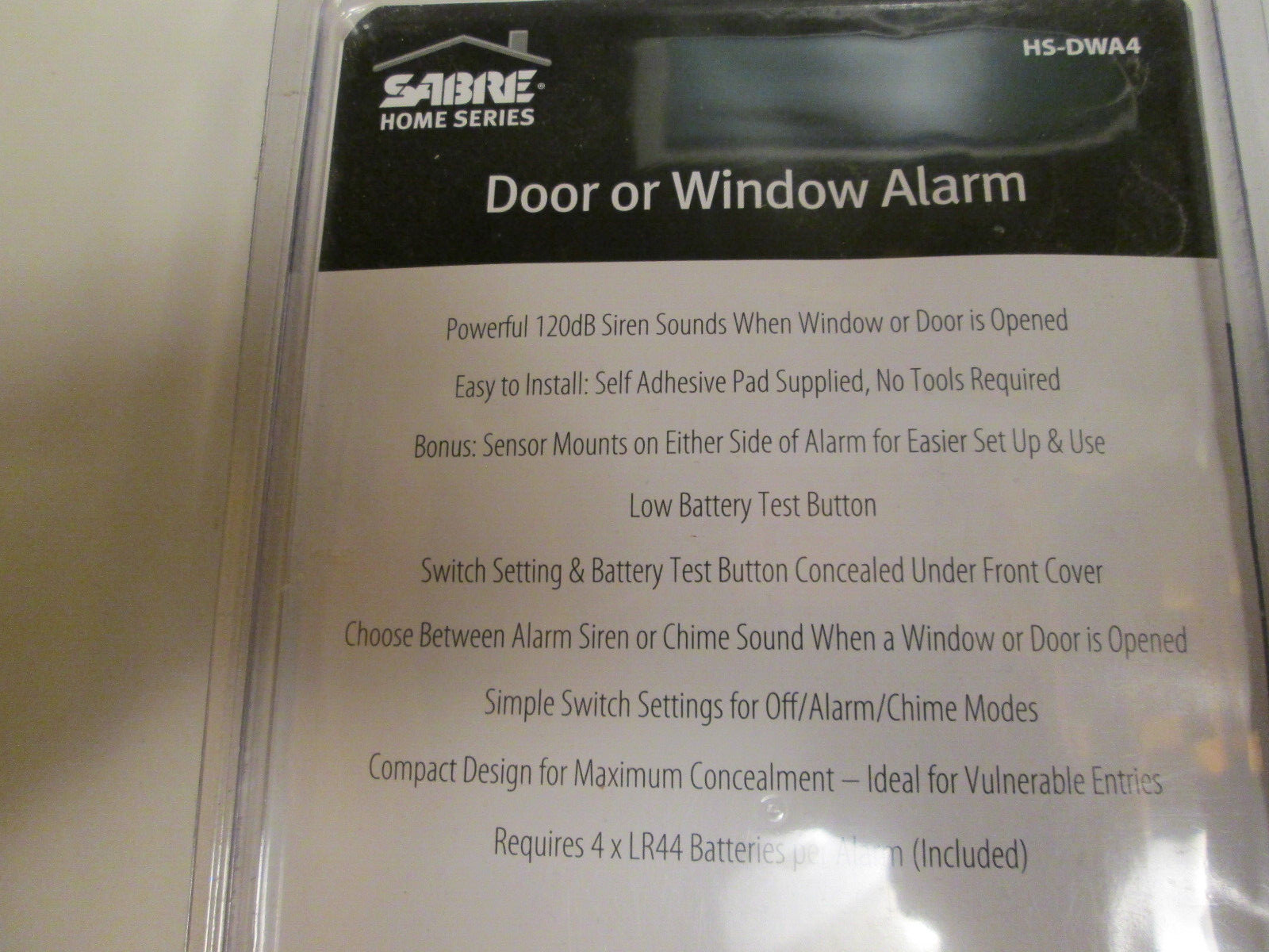 Sabre Door or Window Alarm, 4-Pk., 120dB, Model# HS-DWA-4