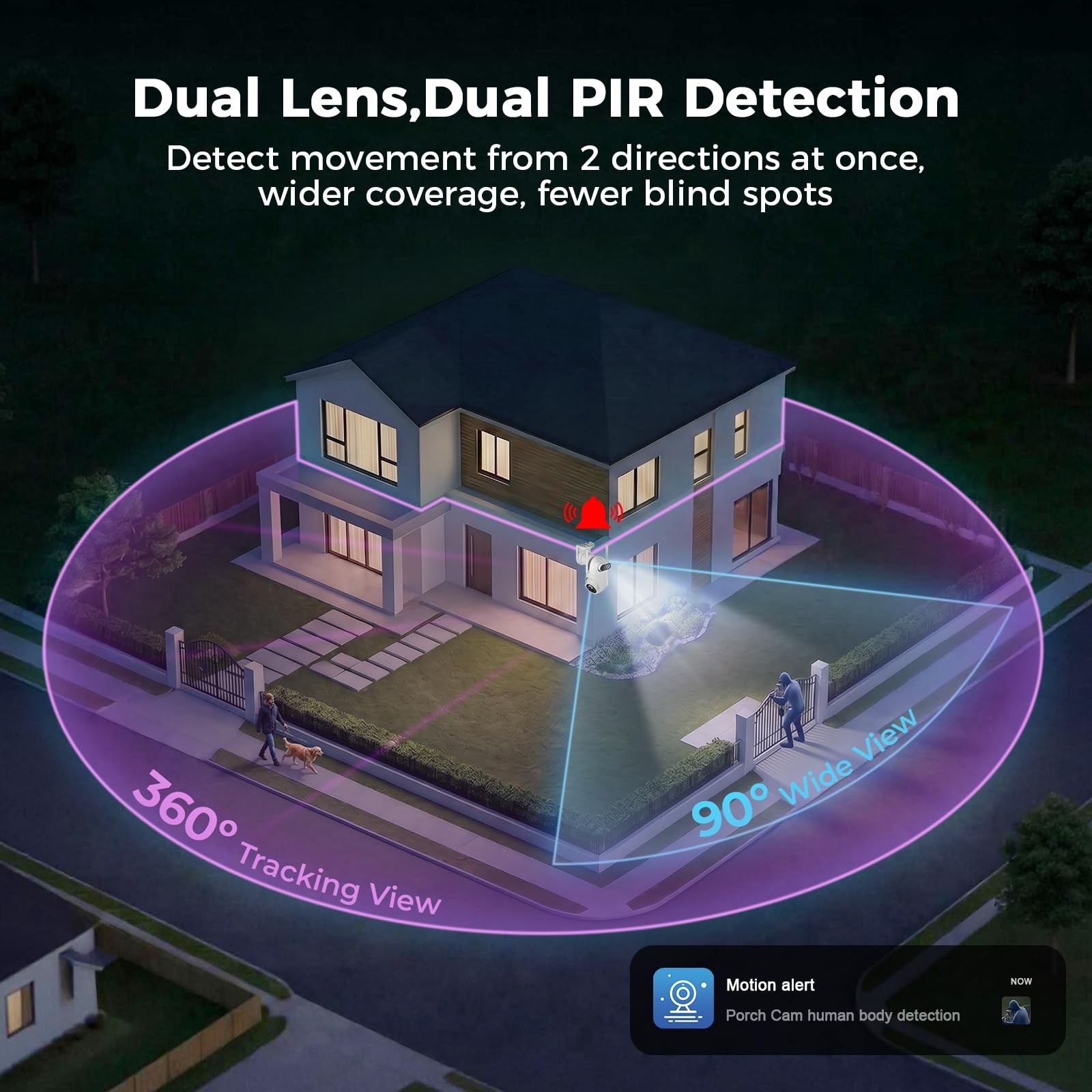 Dual Lens Solar Security Camera Wireless Outdoor – 2.5K HD No Blind Spot with…