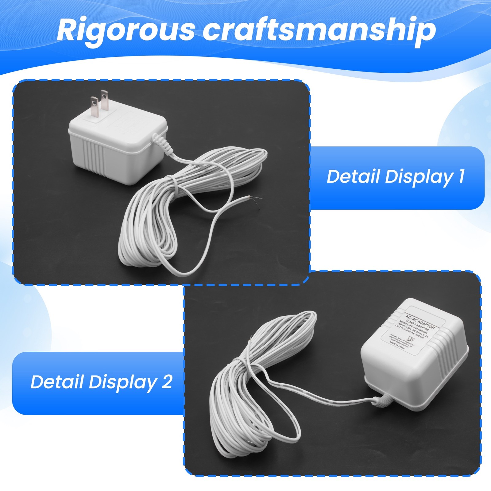 Doorbell Transformer 24V Adapter for Video Doorbell, 16.4ft Long C Wire 2699