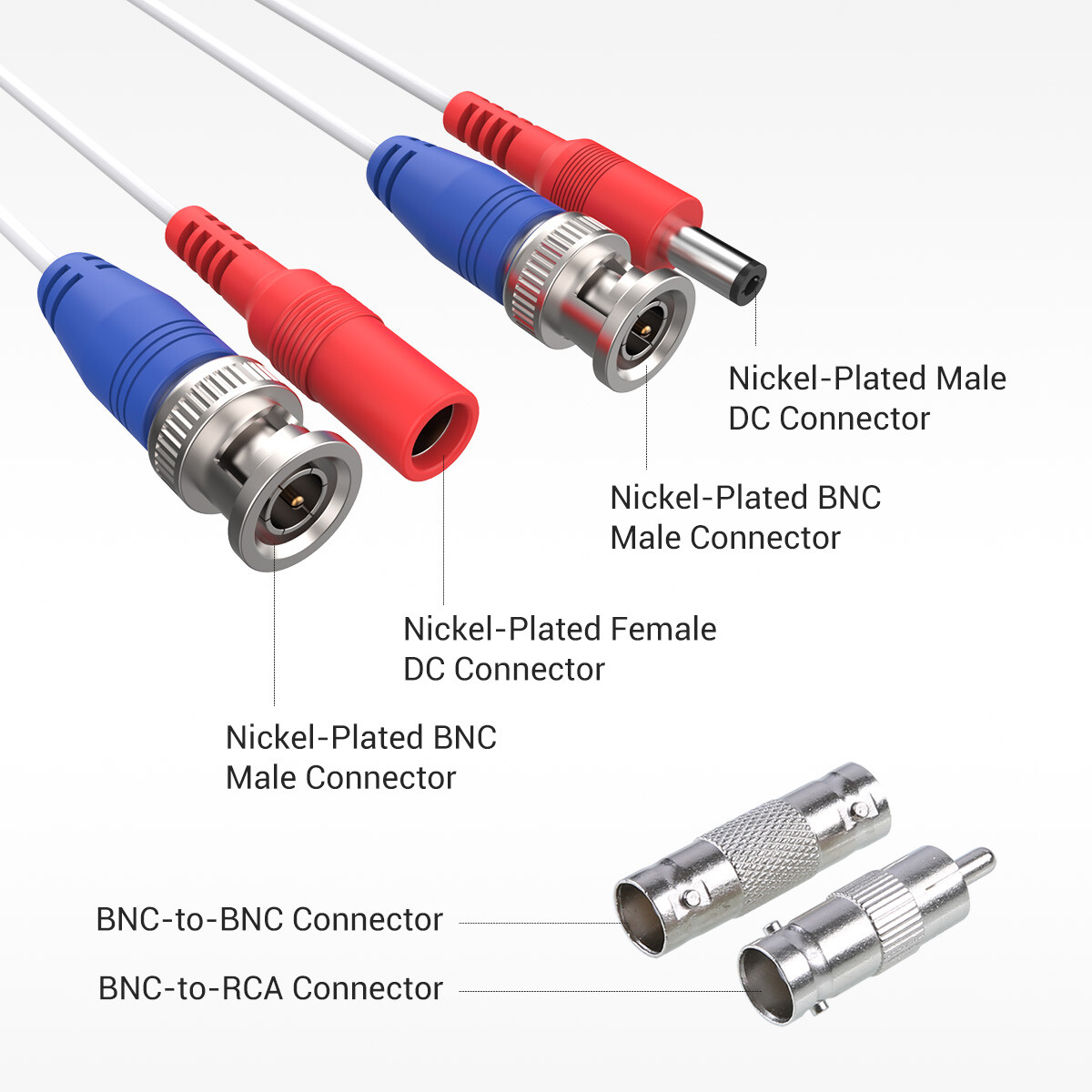 SANNCE 4x100ft Video Power Cable BNC RCA Connector Wire for CCTV Security Camera