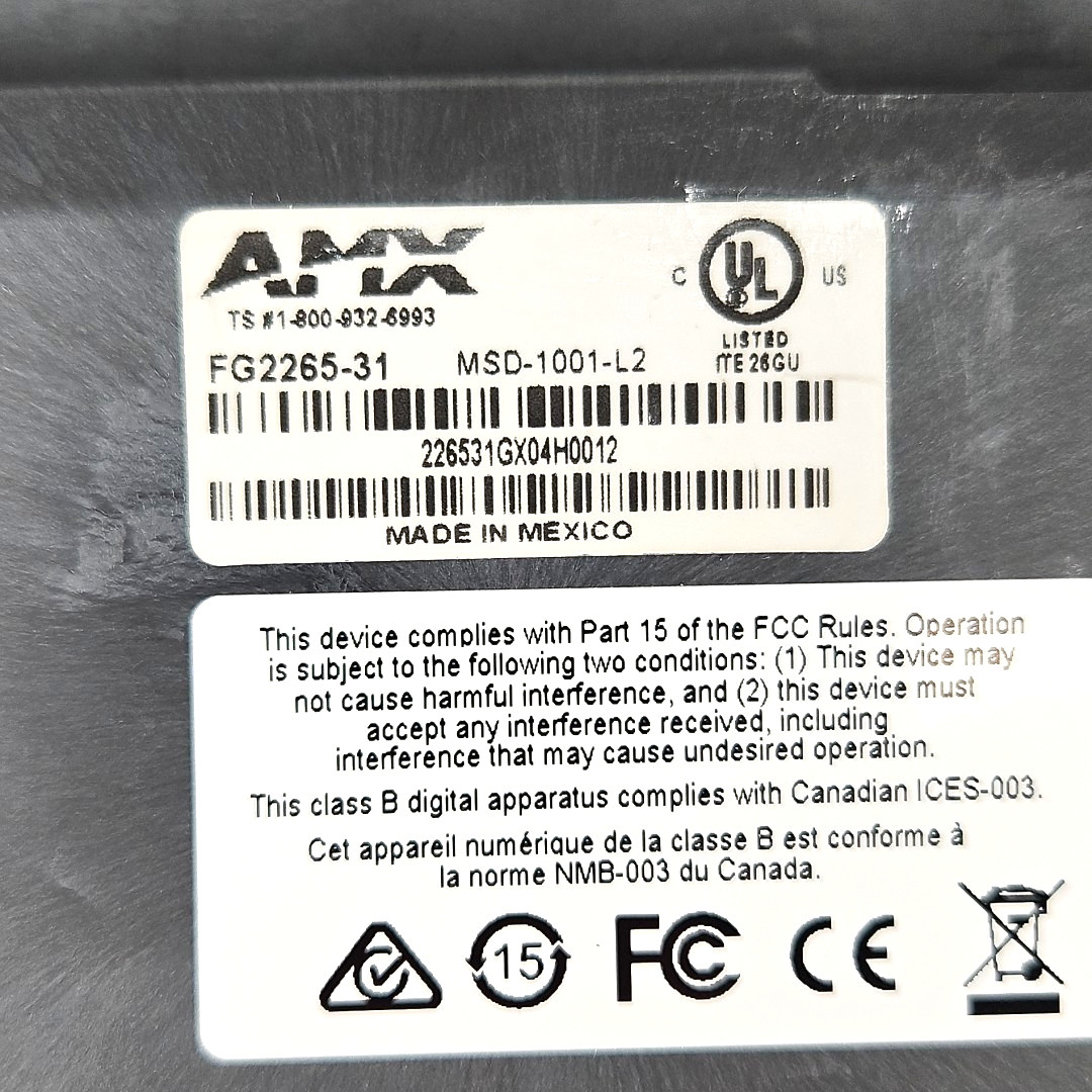 AMX FG2265-31 – 10.1″ MODERO Touch Screen Control Panel Wall Box MSD-1001-L2