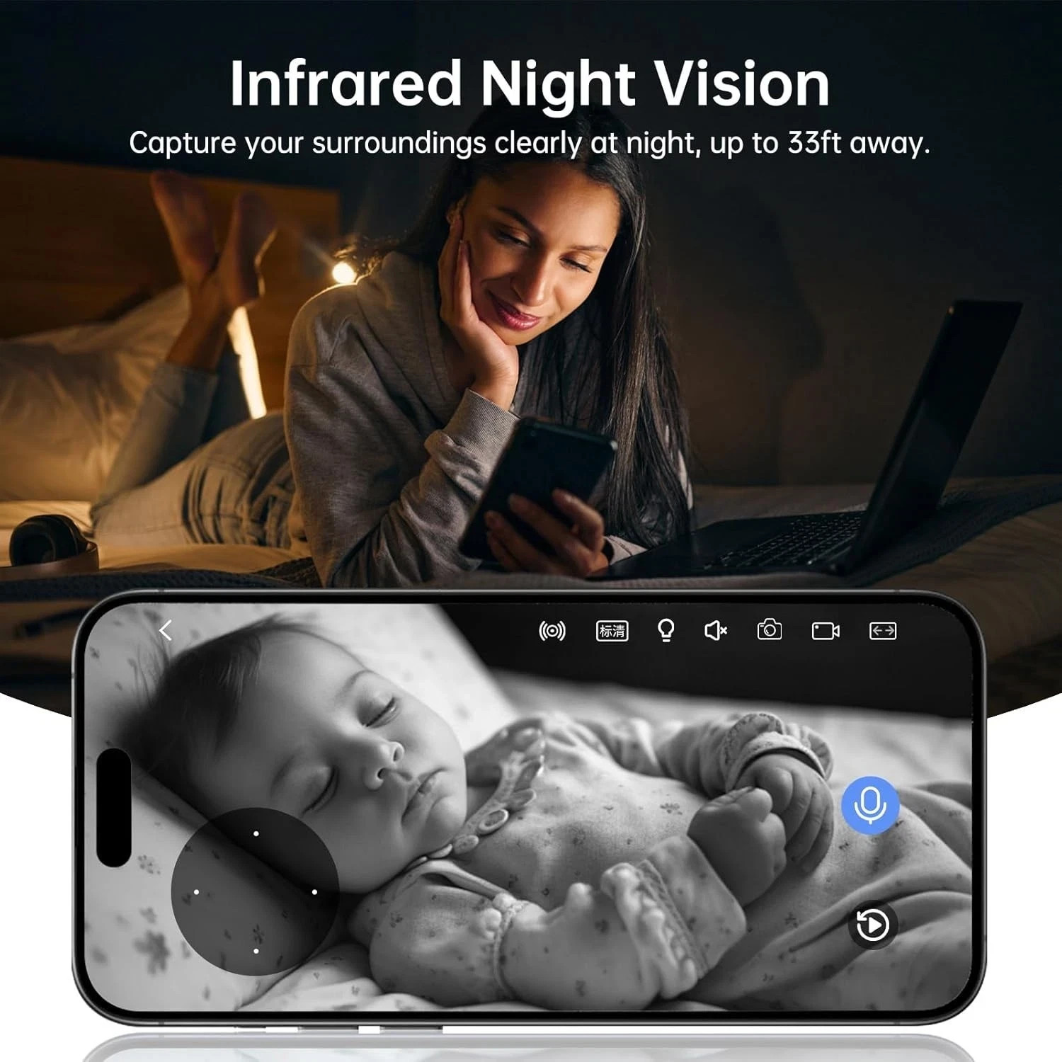 5G/2.4Ghz WiFi Robot Camera 3MP Pet/Baby Camera with Phone App Motion Detection