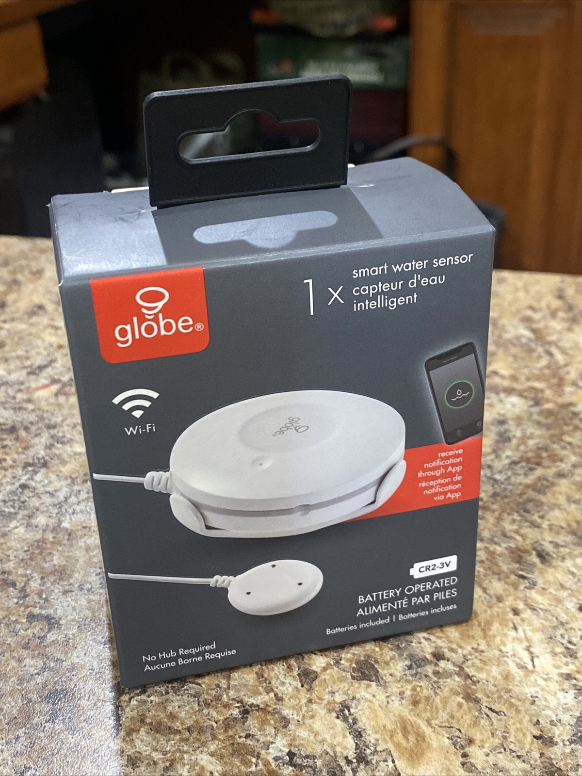 Globe Electric Wi-Fi Smart Water Leak Detector Sensor, No Hub Required, Battery