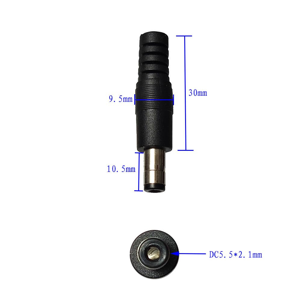 14AWG DC 5.5Mm X 2.1Mm Male Power Plug Extension Cable Connector for Generato…