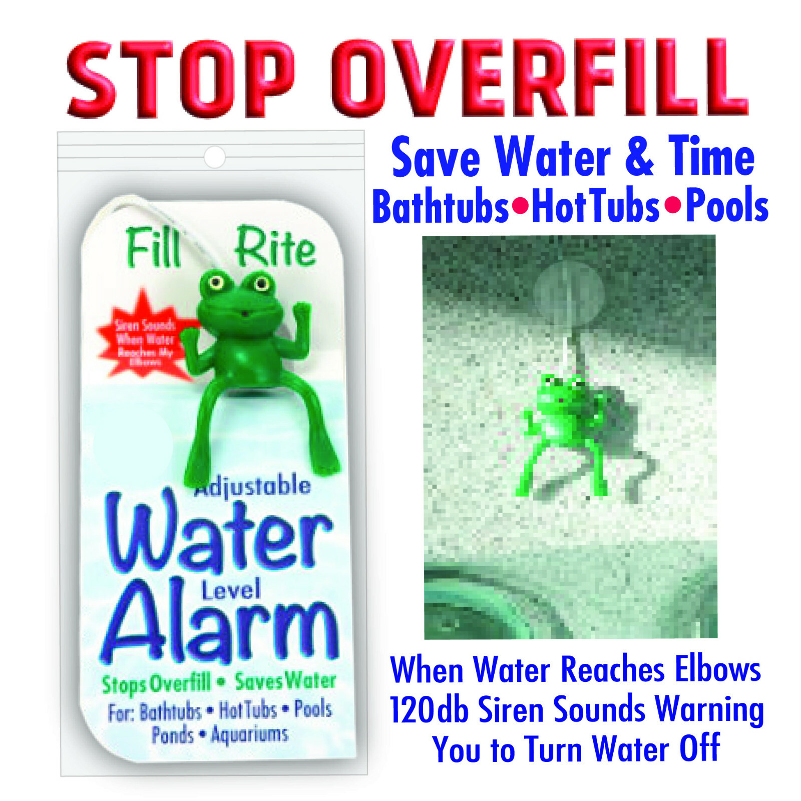 Fill Rite Water Level Alarm Stops Overfill Bathtubs Hot Tubs Pools USA assembled