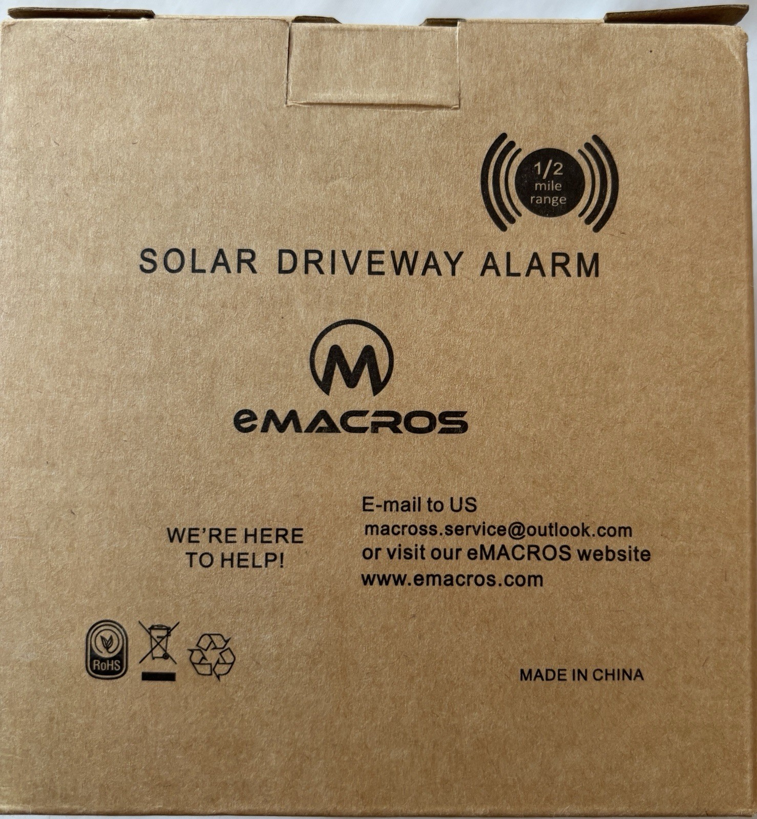 Solar 1/2 Mile Long Range Solar Wireless Driveway Alarm – Black