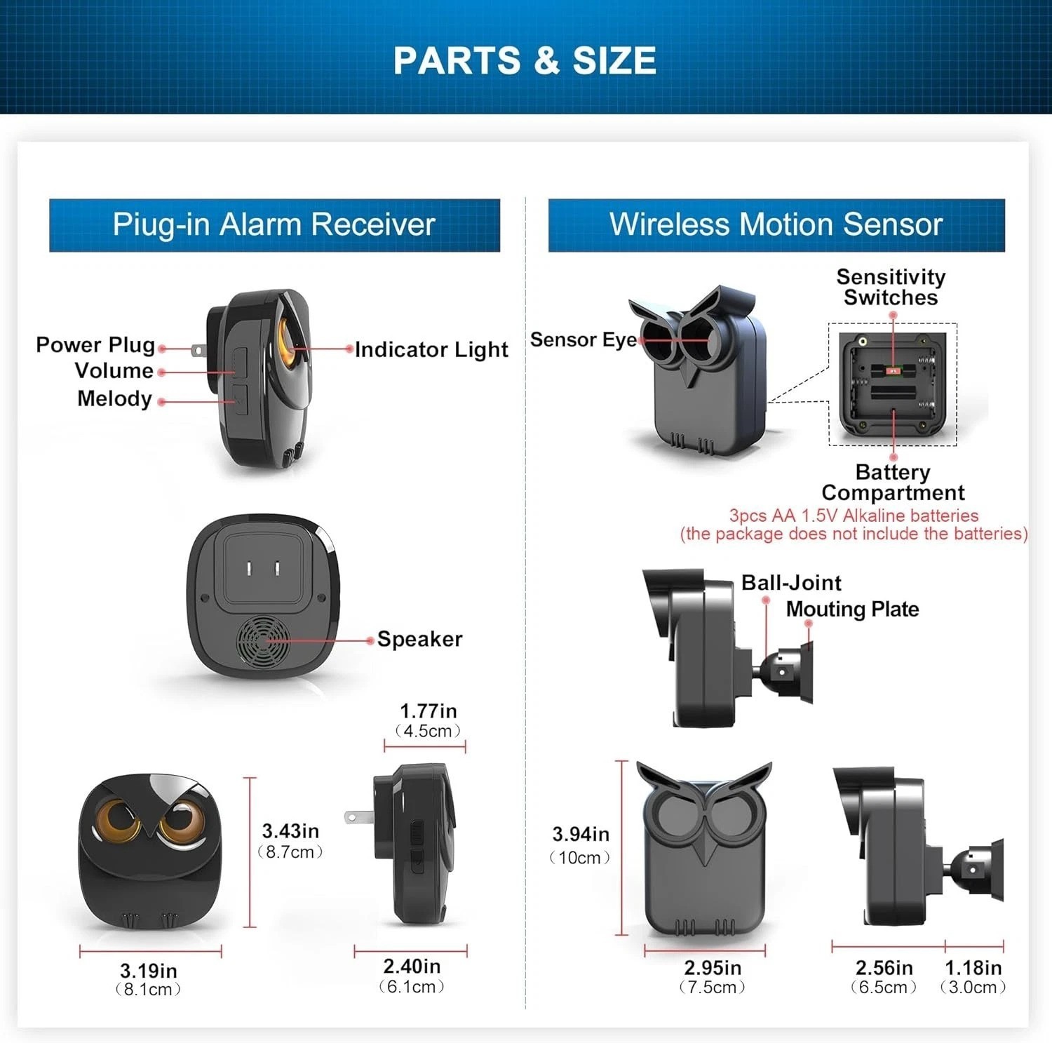 Plug & Play Driveway Alarm – 50-Ft Motion Detection Range for Indoor/Outdoor Use