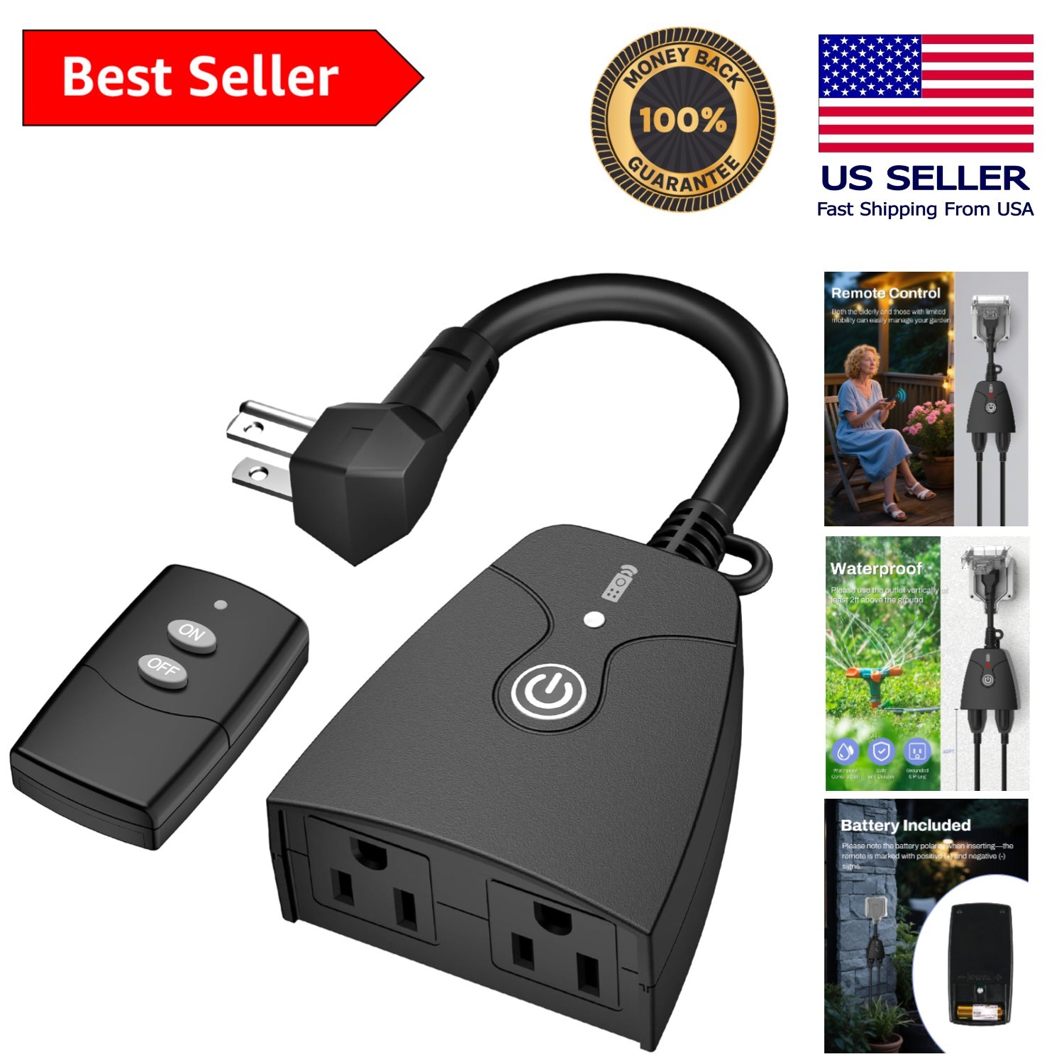 Versatile Wireless Outlet Plug – Control 2 Devices with 100ft Range Signal
