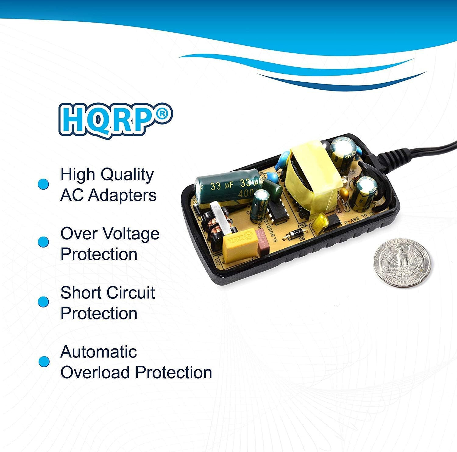 HQRP 5V 3A AC Adapter Power Supply for CCTV Cameras + Pigtail Cable Cord