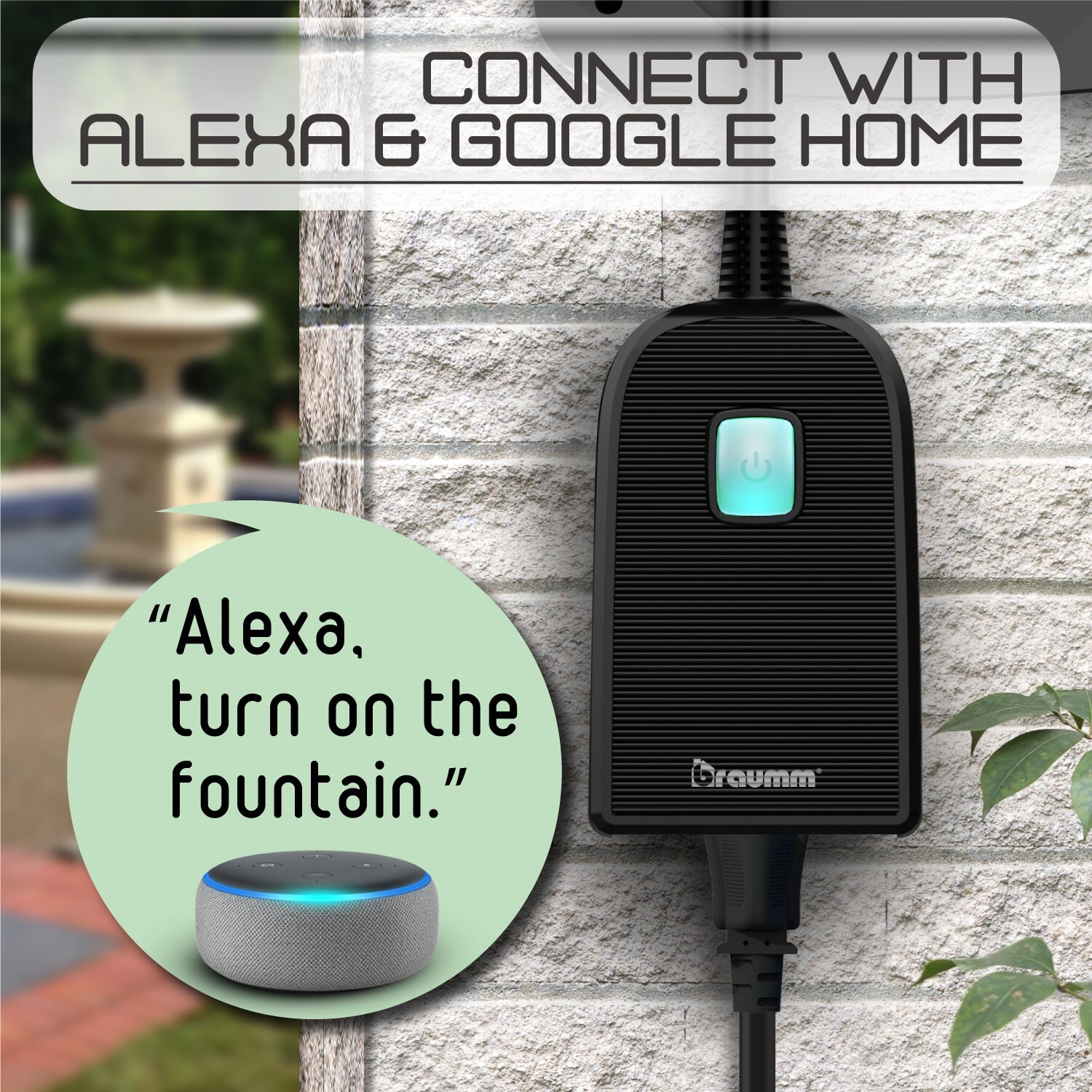 Braumm Outdoor Smart WiFi Outlet Compatible with Alexa and Google Assistant