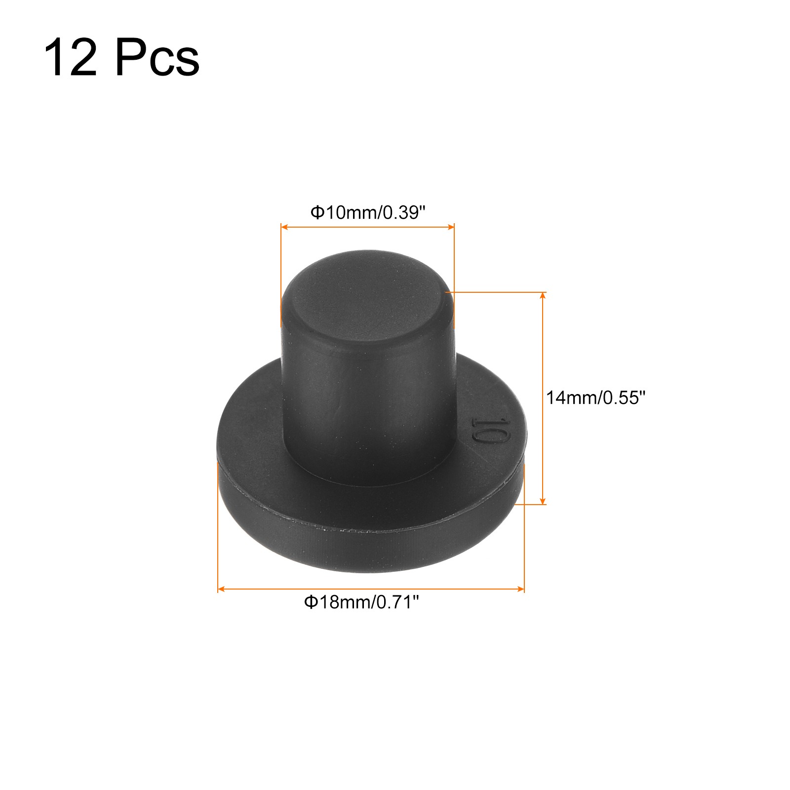 High Temp Silicone Plug t Shaped Silicon Stopper Black 18x14x4mm 12pcs