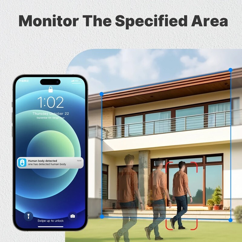 4pcs-Outdoor Security Camera 2K HD Solar Cloud IP Waterproof Night Vision 2.4Ghz