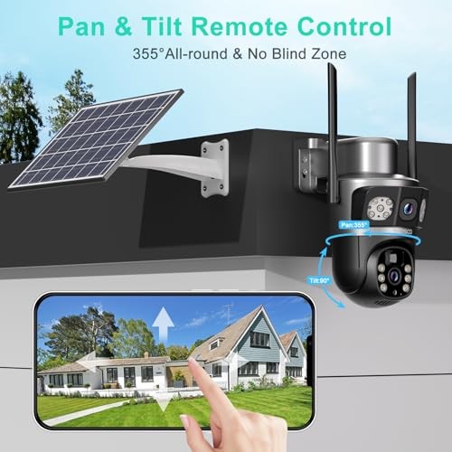 Dual Lens PTZ Solar Camera Wireless Outdoor, 5G/2.4G WiFi Home QS16-Gray