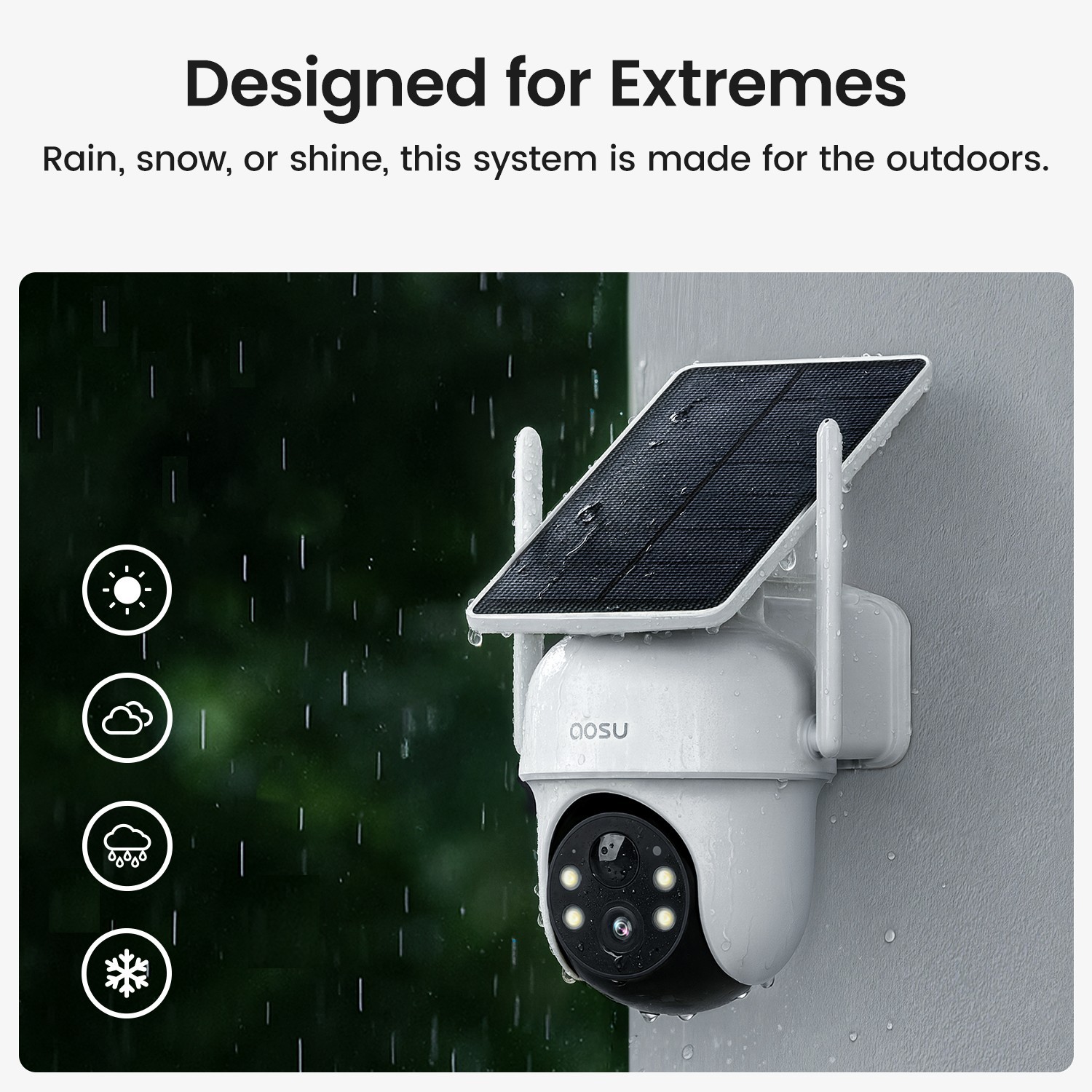 AOSU Solar Security Camera Outdoor Wireless Home Surveillance works with Alexa