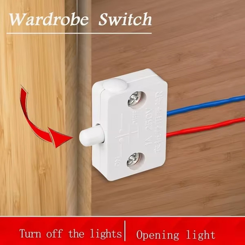 1Set Household Automatic Reset Switch Closet Cabinet Light Door Control Wardrobe
