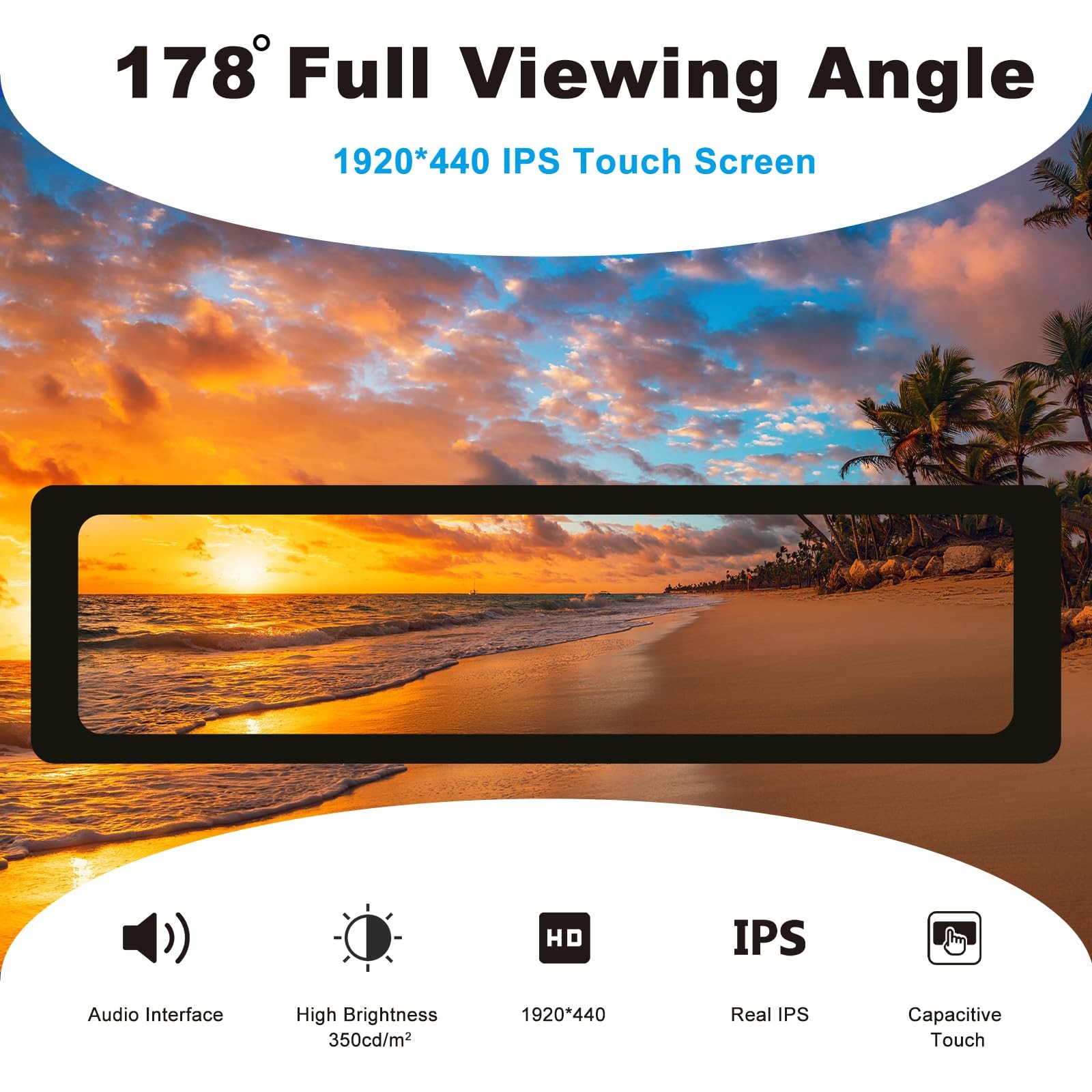 Geeekpi 11.26 Inch 1920X440 Hdmi Lcd Capacitive Touch Screen For Raspberry Pi
