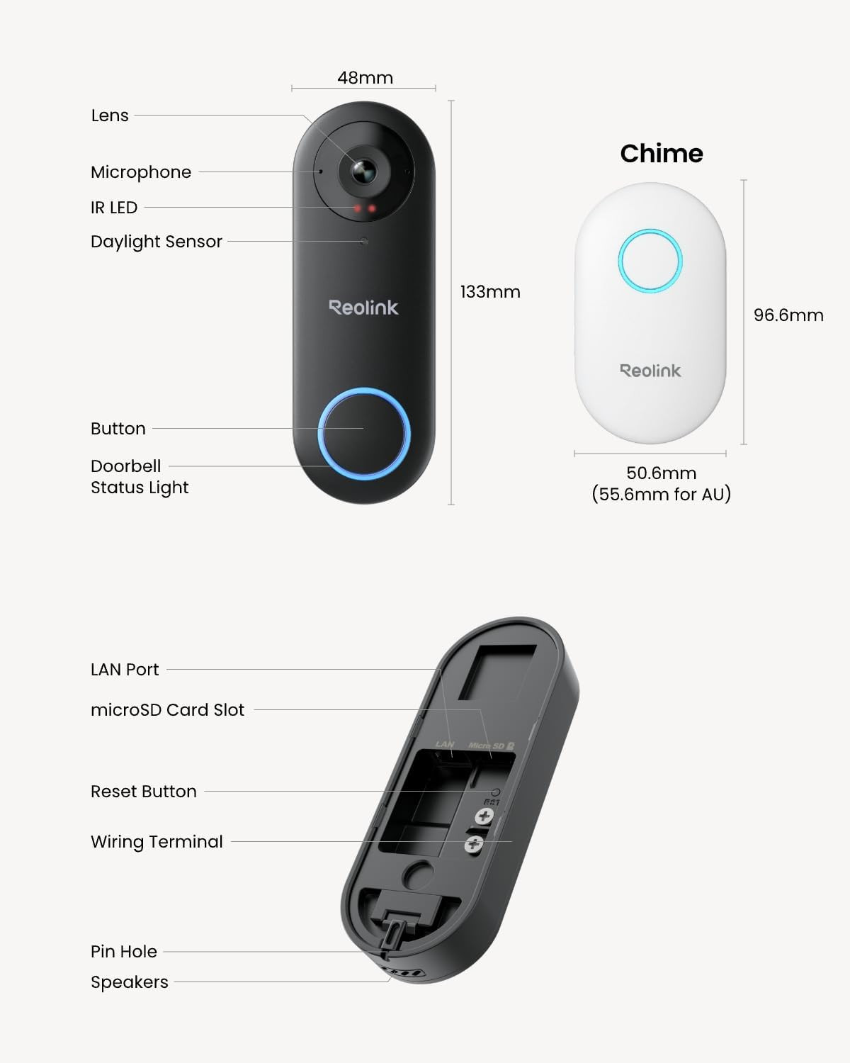 REOLINK Video Doorbell Wifi Camera – Wired 2K Outdoor, 5G&2.4G Wifi, 4:3 Wide Vi