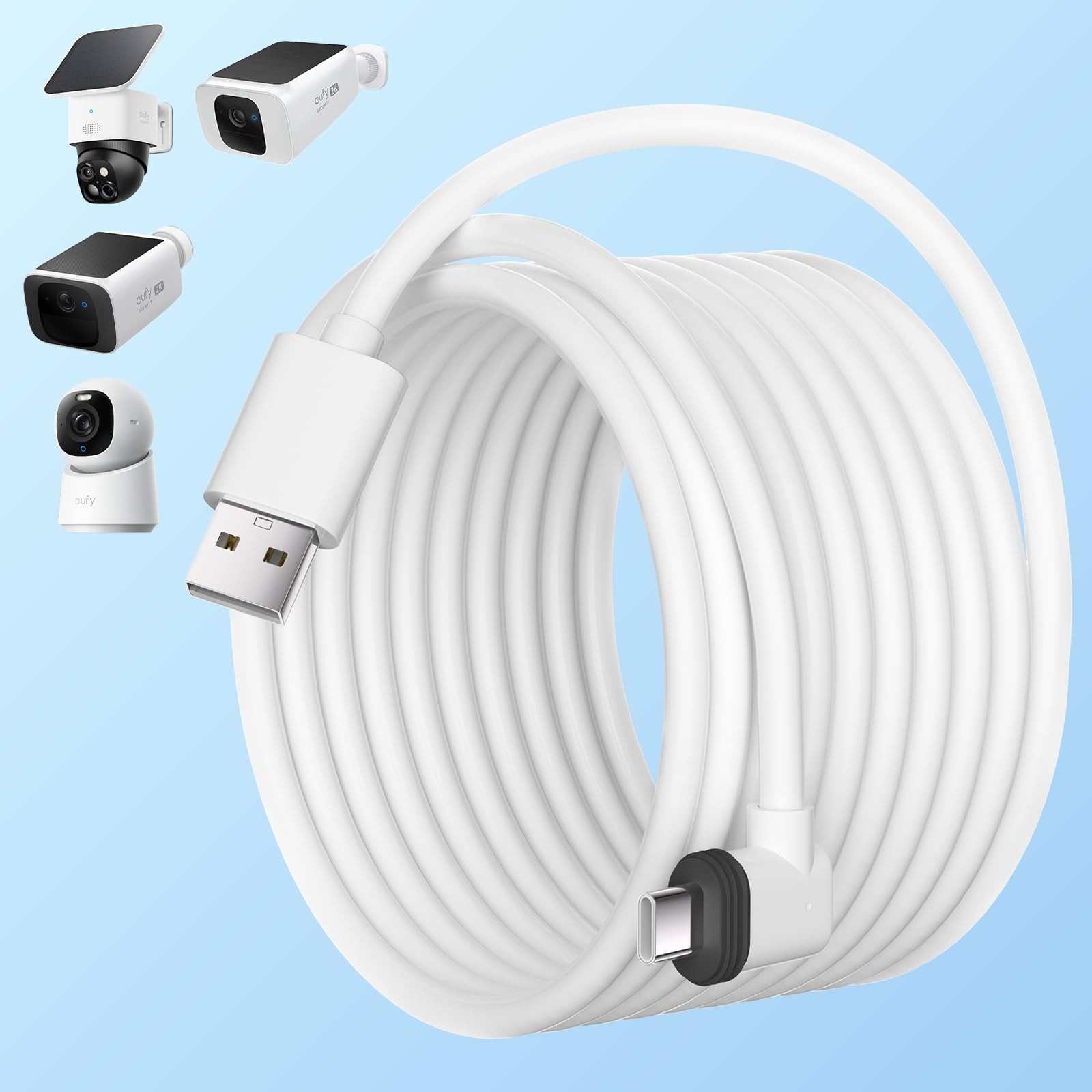 20FT Power Cable Compatible with eufy SoloCam S220/S340/C210/E30,for White