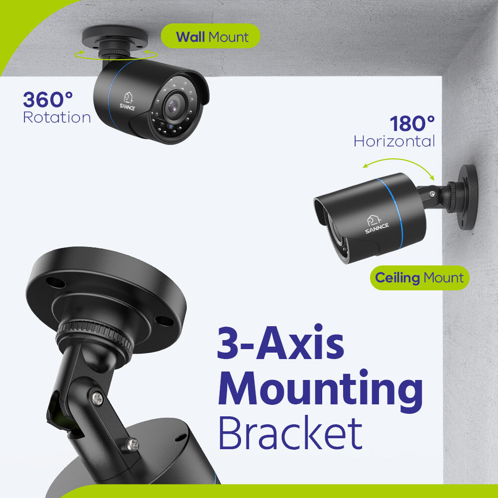 SANNCE 4IN1 1080P Video CCTV Camera Home Surveillance System EXIR Night Vision