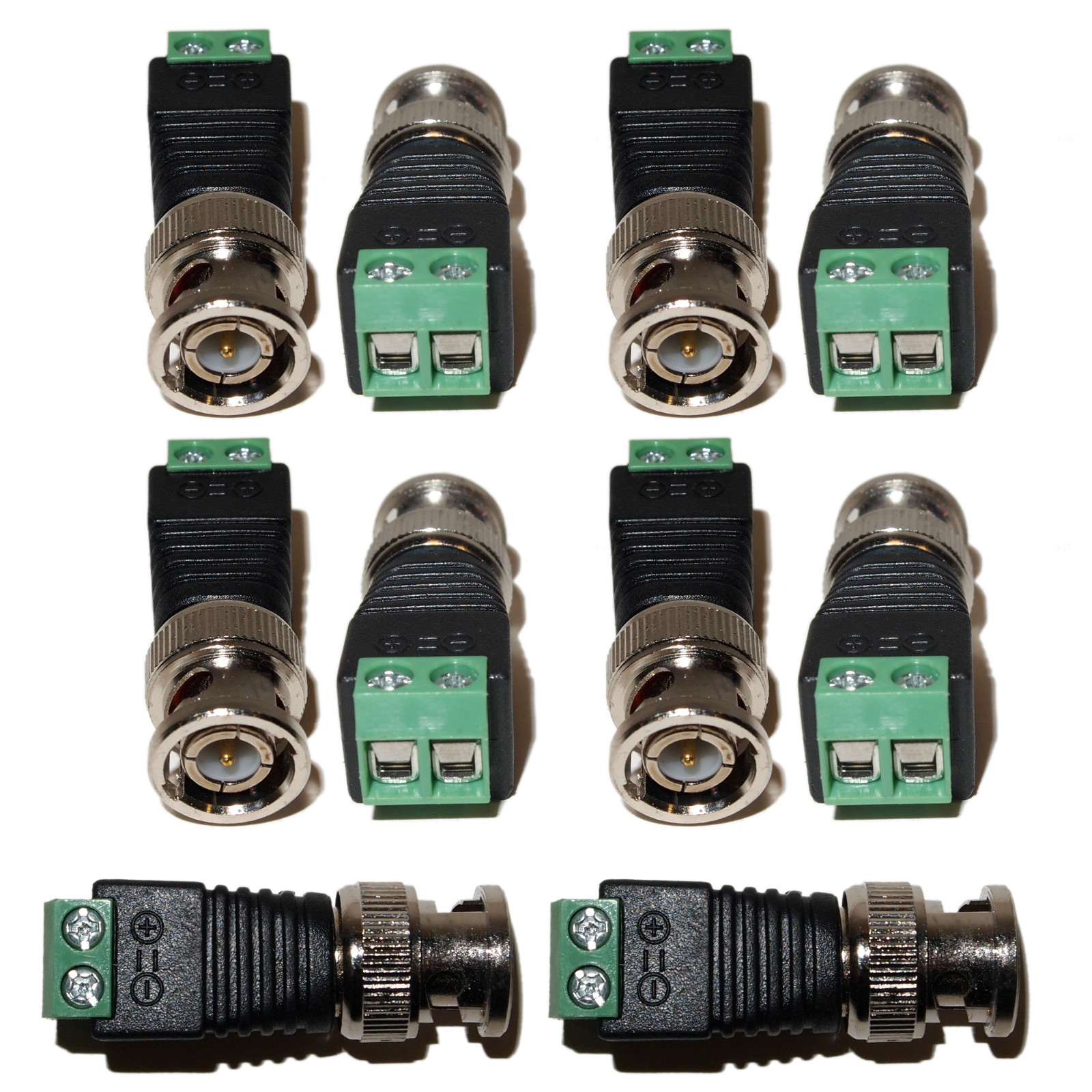 10pcs Screw Terminal BNC Male Cat5 Cat6 cable to BNC Coax Connector for CCTV