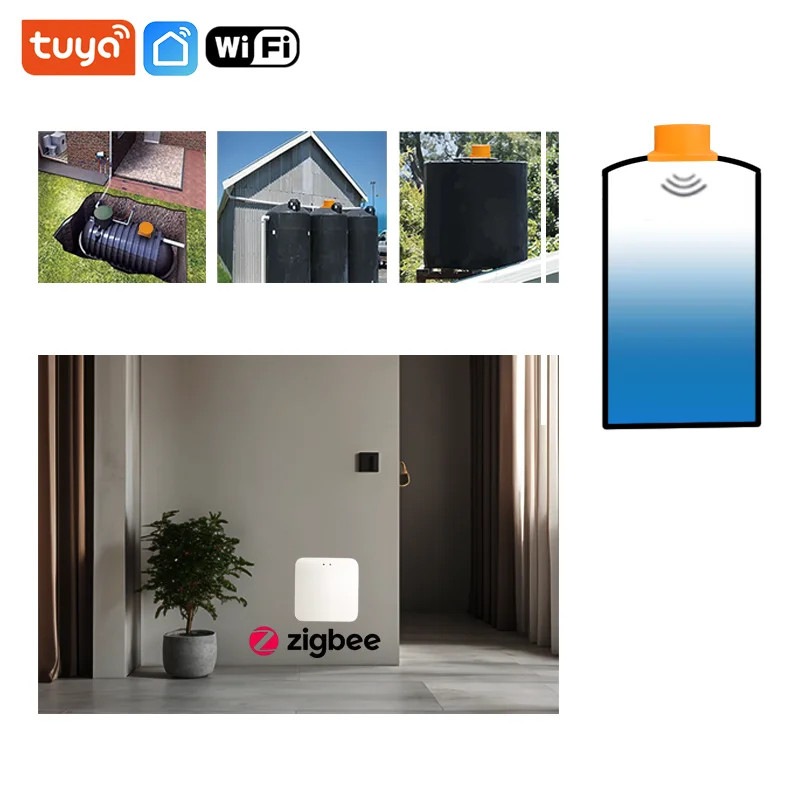 Ultrasonic Liquid Level Sensor Water Tank Monitor Alert Device For Tuya Zigbee