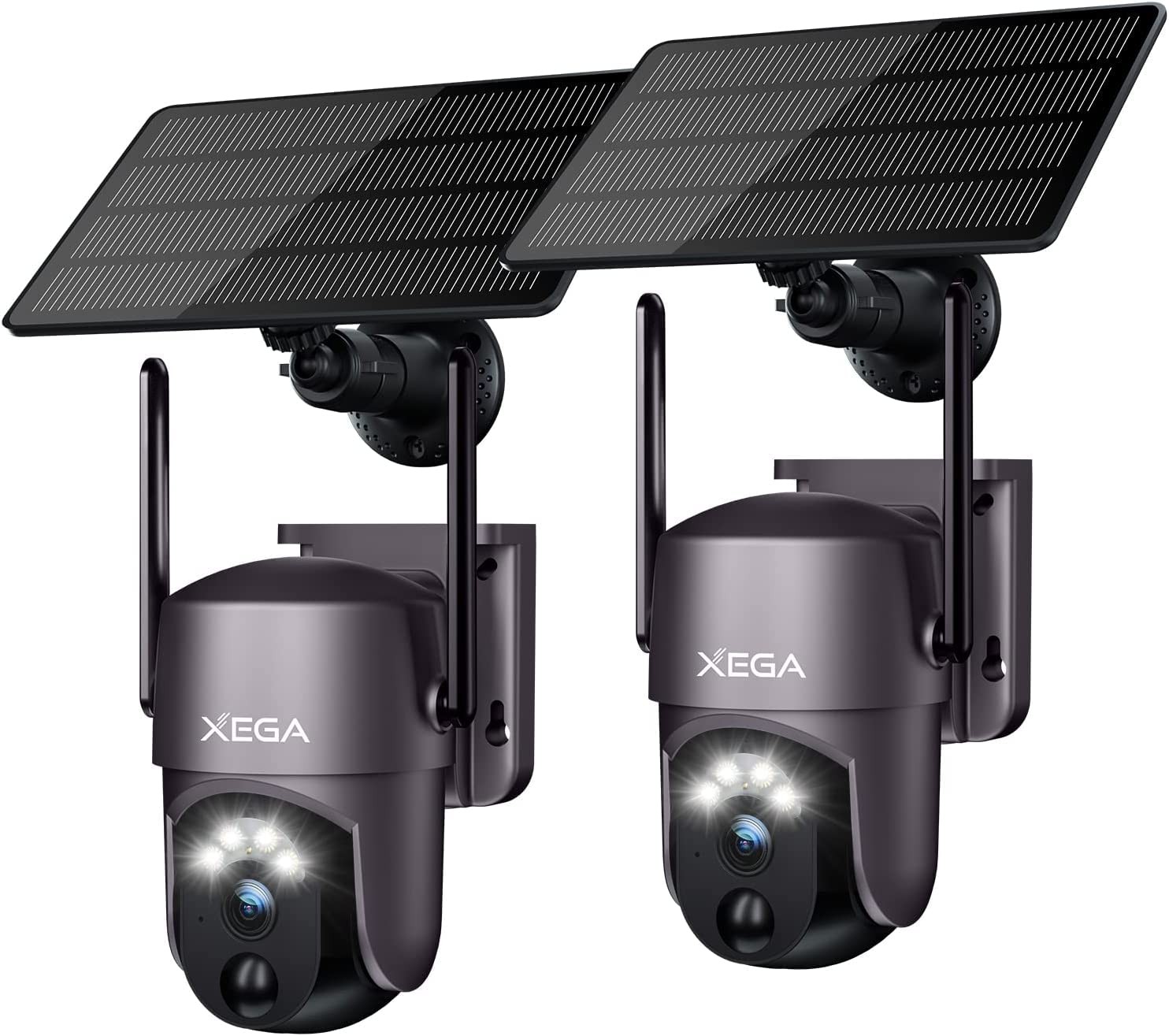 Xega 2 Pack Security Camera Wireless Outdoor 2K 360° 2-Pack with Solar Panel