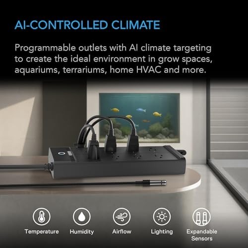 AC Infinity Smart WiFi Power Strip, Dual-Zone Temp Humidity Controller, 8 Plugs