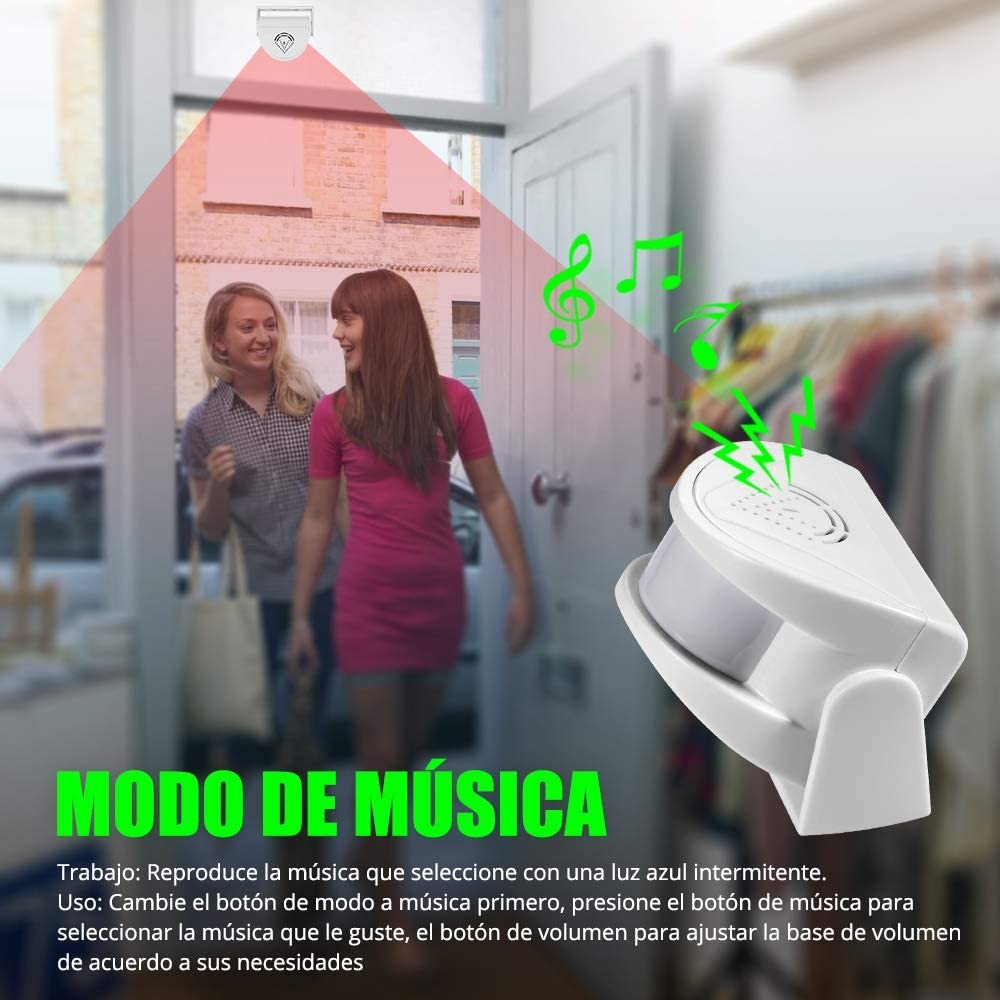 Loud Sound PIR Wireless Doorbell Cafe Customer Alert Household Safety Bell