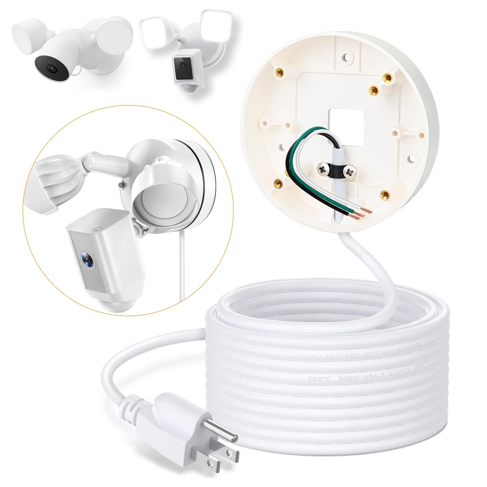 30ft/9M Power Cable with Adapter and Plug-in Mount Compatible with Blink Floo…