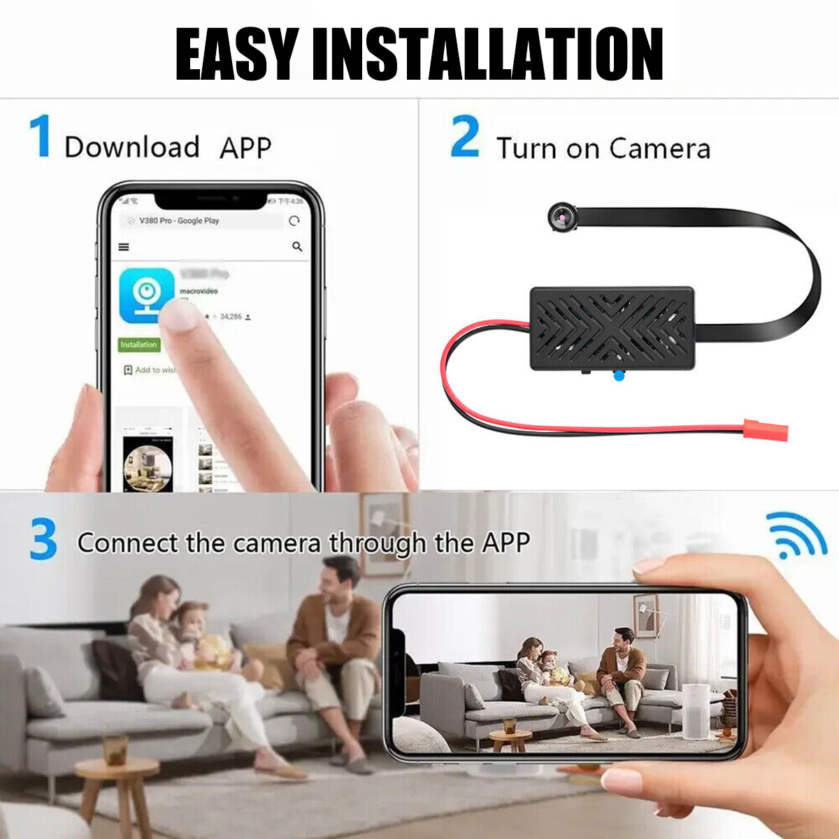 WIFI Mini Camera Module Motion 1080P HD Night Vision Home Security Pinhole Cam