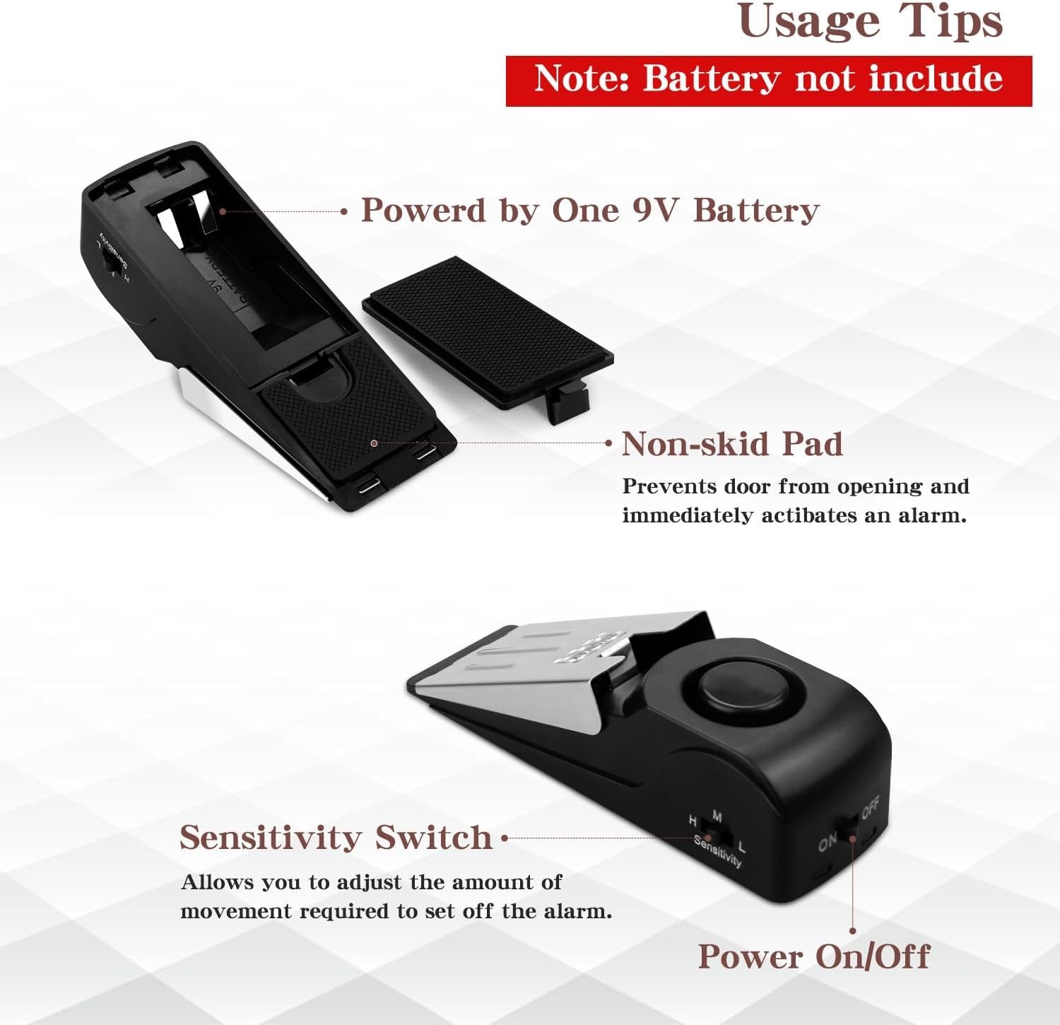 Easy-Use Door Stop Alarm with Loud 120DB Siren – Perfect for On-the-Go Safety