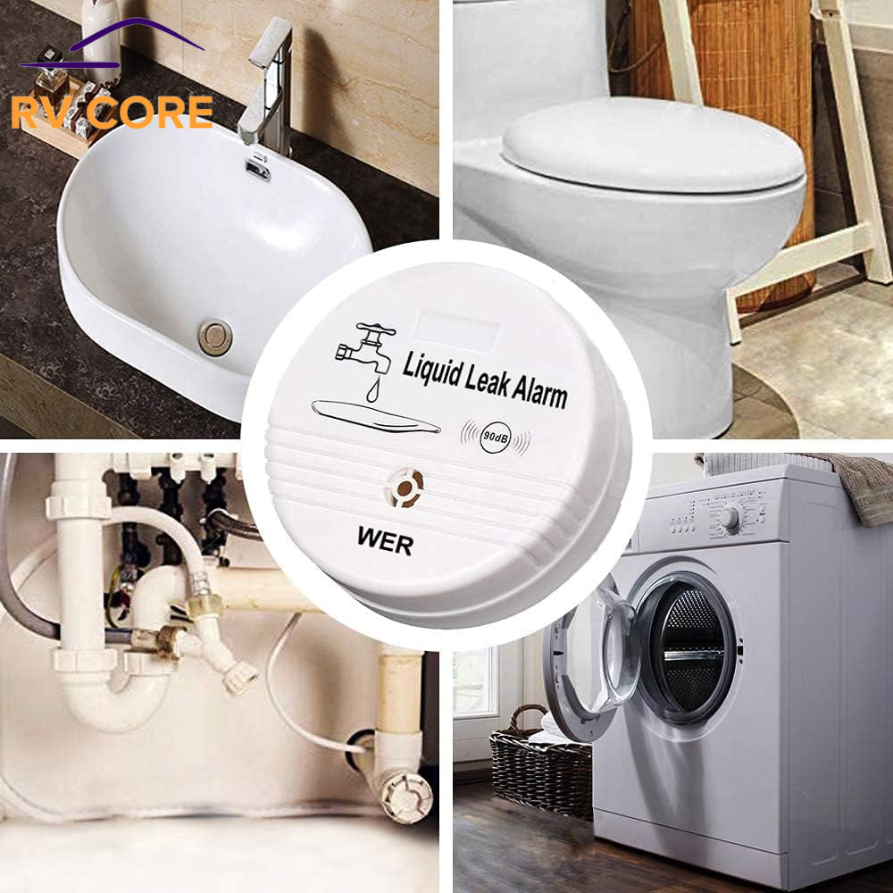2 Pack 90dB Water Leak Alarm Sensor Battery Powered Flood Detector Home Alert