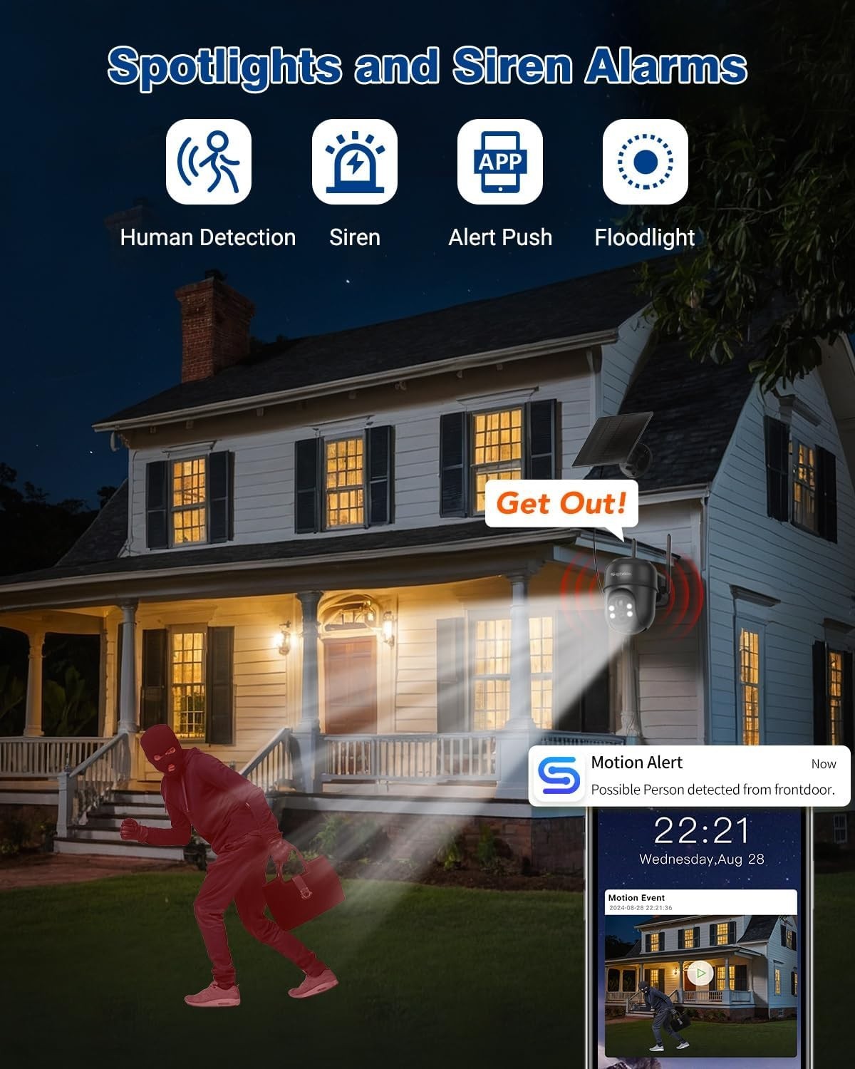 Advanced 2K Solar Powered Outdoor Cameras with 360° PTZ & Motion Alert – 2 Pack