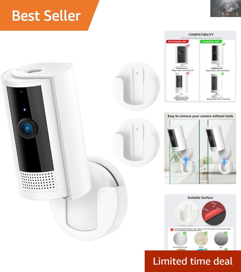 Screwless Wall Mount Bracket for Ring Indoor Cameras – Easy 2 Pack Installation