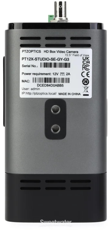 PTZOptics Studio SE 12x Box Camera – Gray