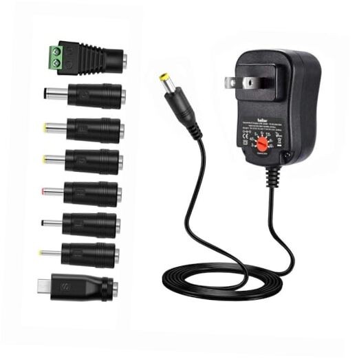 12W 3V 4.5V 5V 6V 7.5V 9V 12V Adjustable Voltage Universal AC/DC Adapter
