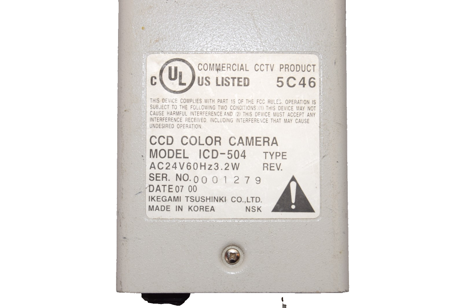 Ikegami Tsushinki ICD-504 CCD Color Security Camera w/ 1.4-3.1mm 1/3″ Lens