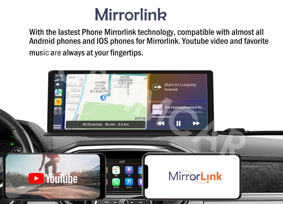 5K Dash Cam Car DVR Front Rear Camera Parking Monitor For Apple Carplay With Cam