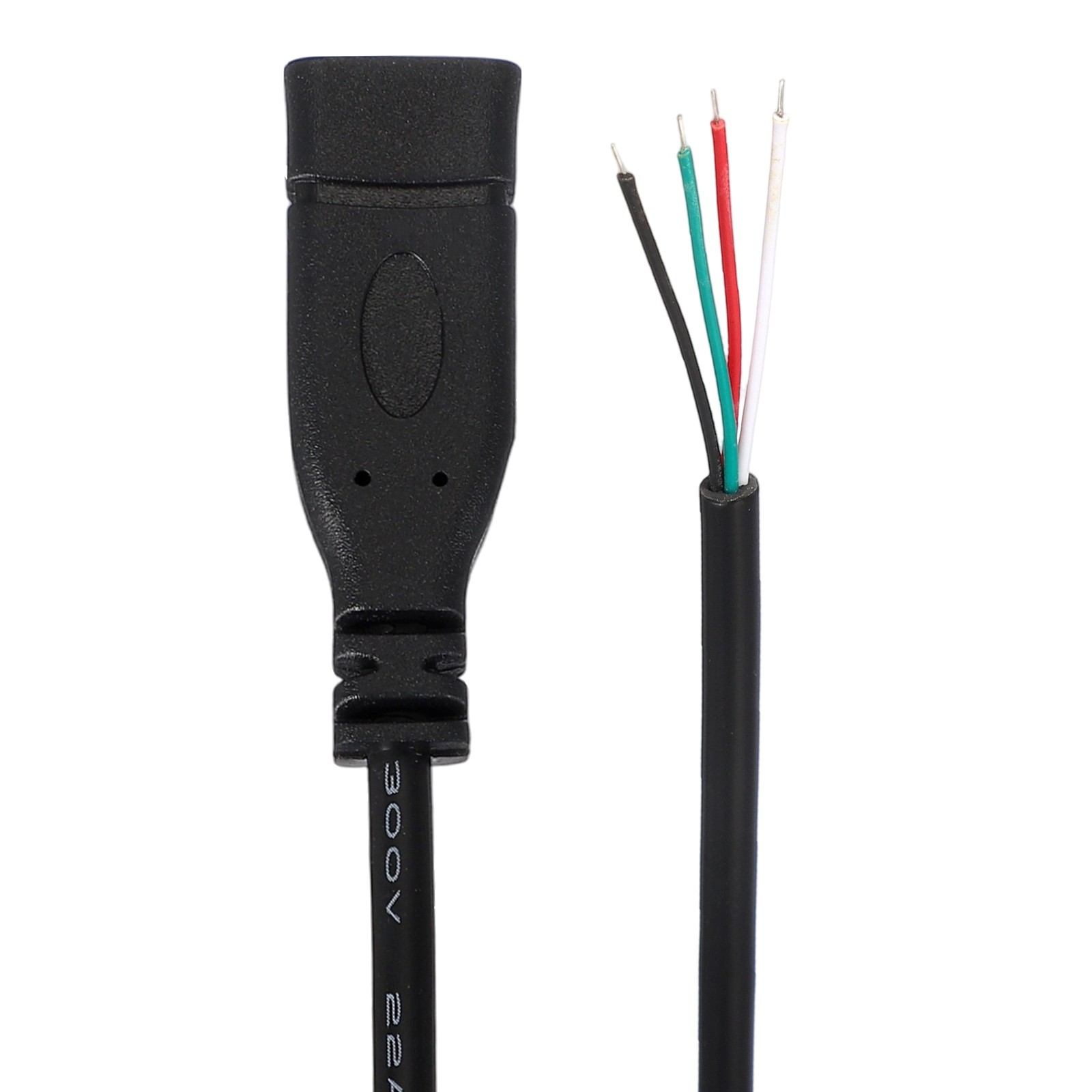 0.25M/0.8Ft Type C Female Plug Bare Wire Cable, 28AWG 12V 3A 4 Pin 4 Pcs