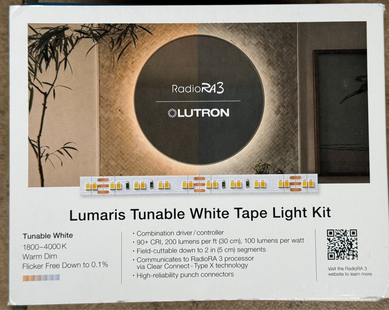 Lutron RadioRA 3 Lumaris Tunable White Tape Light Kit NEW