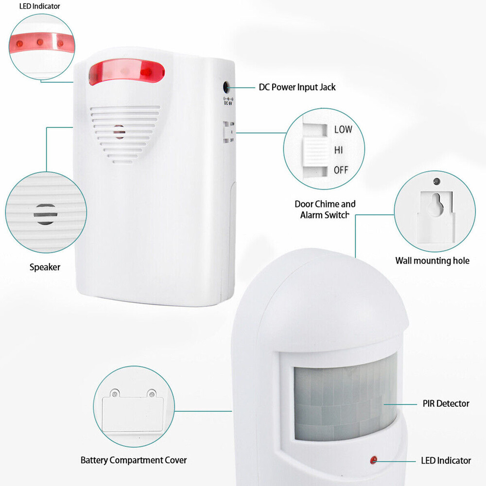 Wireless PIR Motion Sensor System Driveway Garage Security Alarm Alert Indoor US