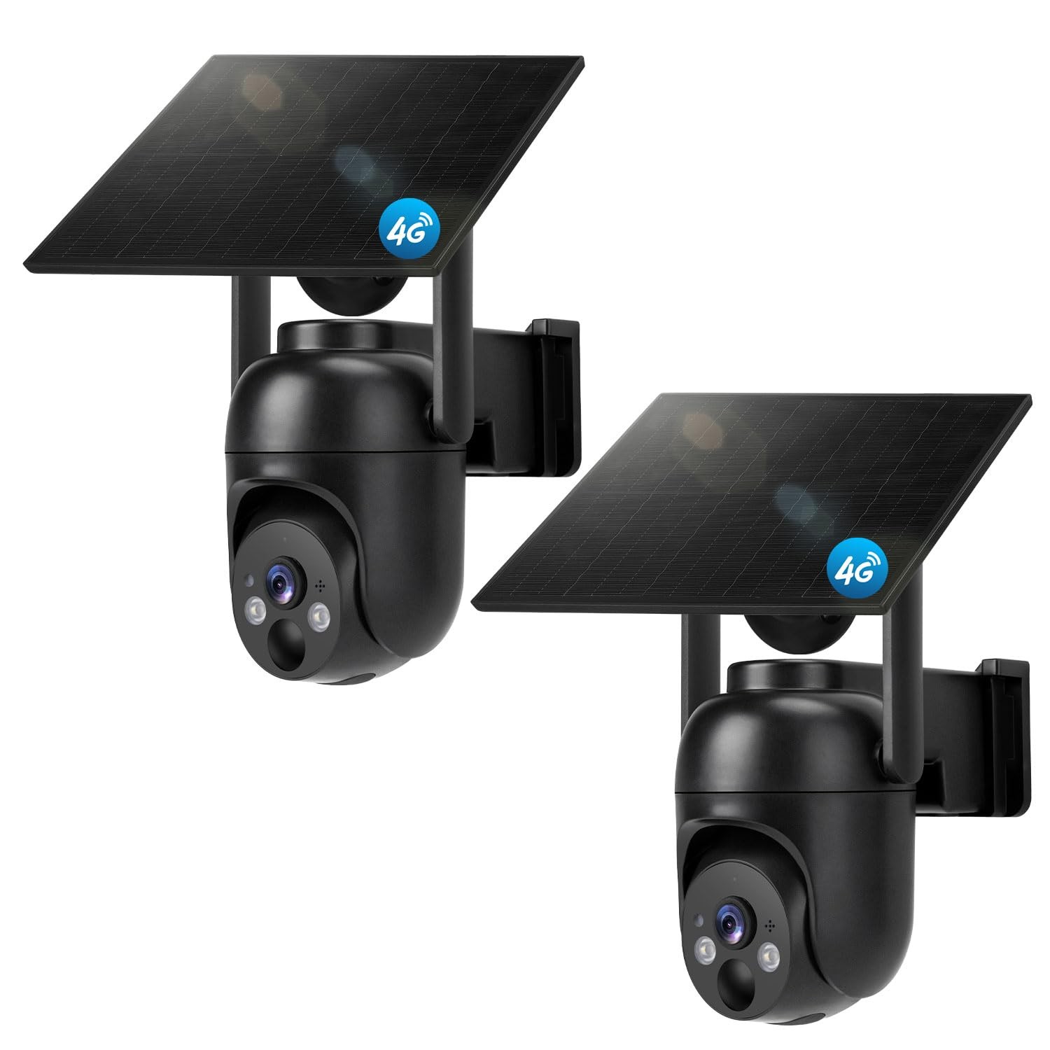 GLEEMALL 4G LTE Cellular Security Cameras 2 Count (Pack of 2), Black 2 pack