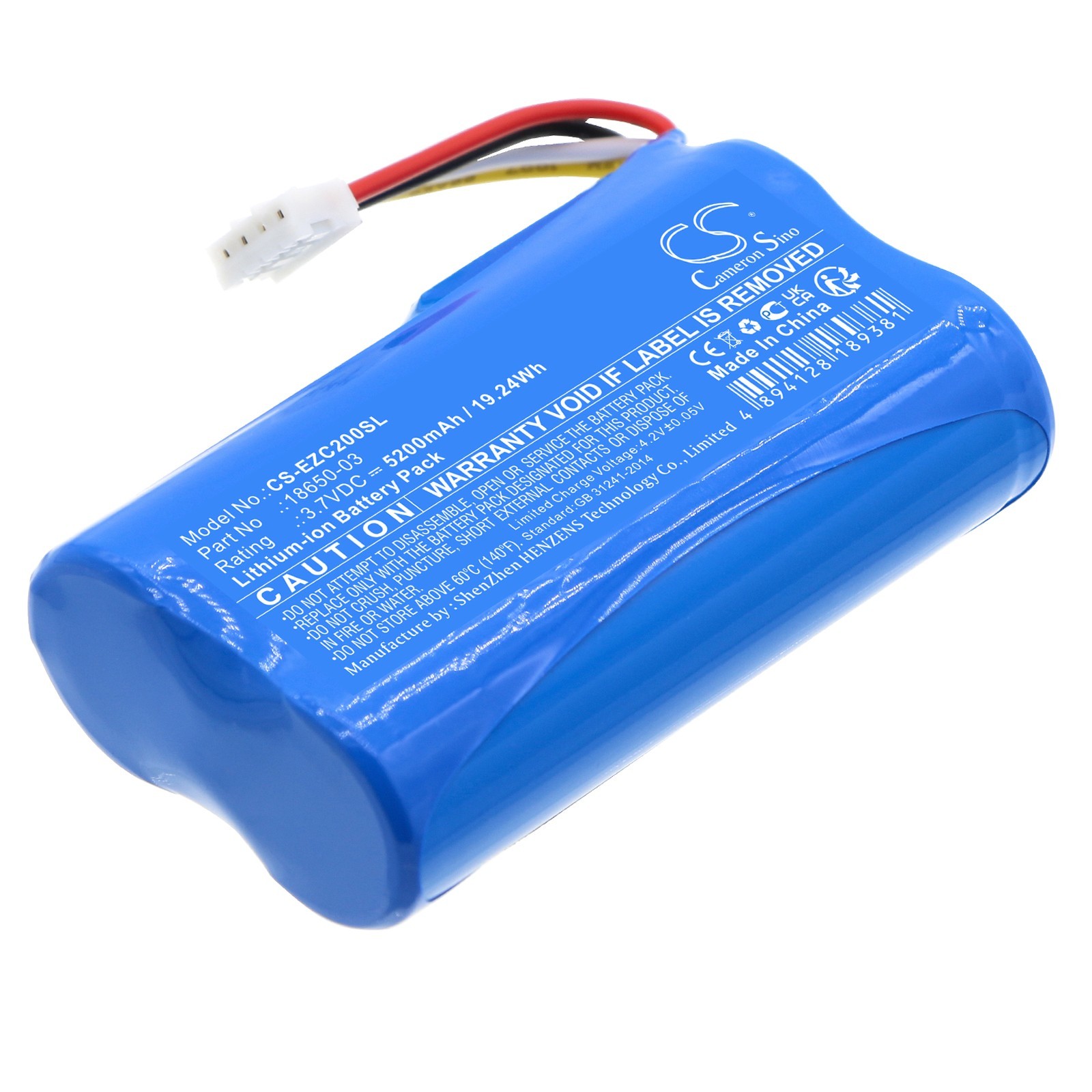 BATTERIE Li-Ion 3.7V 5200mAh Type 18650-03 For Ezviz DB2C Smart Doorbell Kit