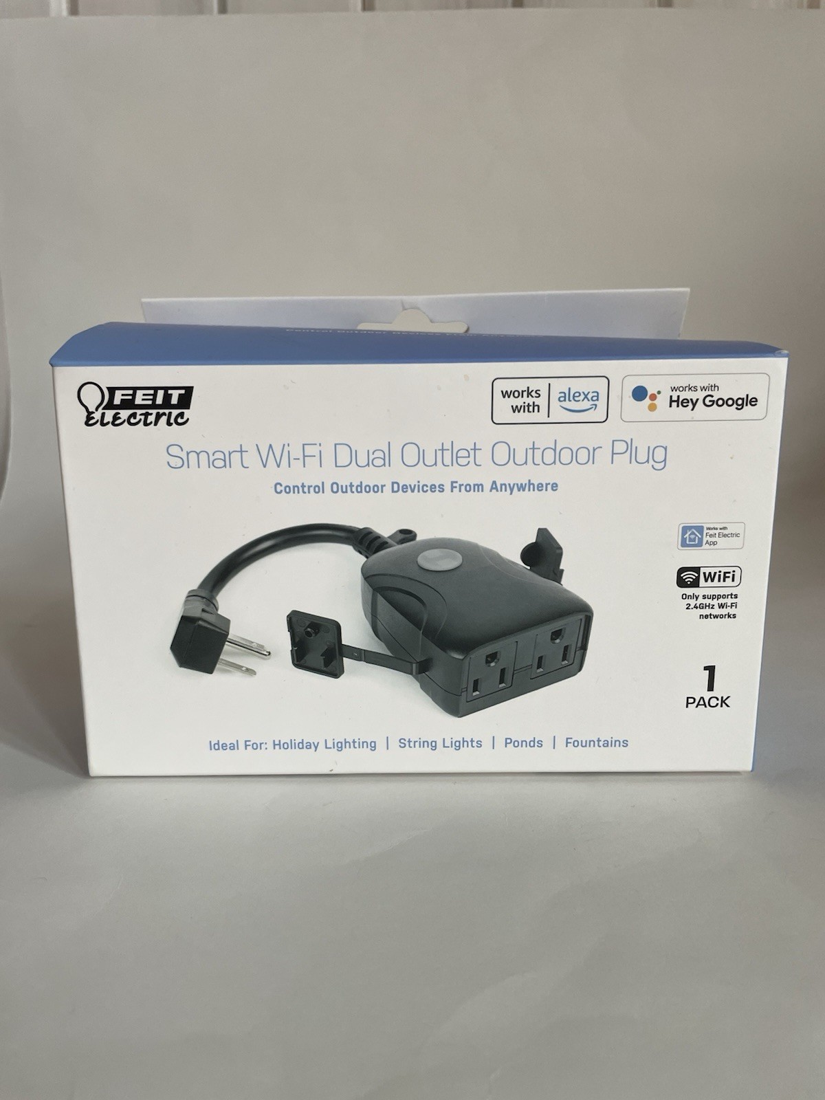 Feit Electric Smart Wi-Fi Dual Outlet Outdoor Plug Alexa Google NEW