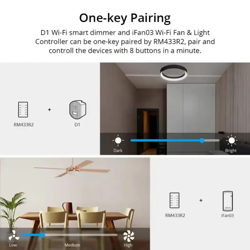 RM433 R2 433MHz RF Remote Controller 8 Button Remote Control Paired With TX Wal