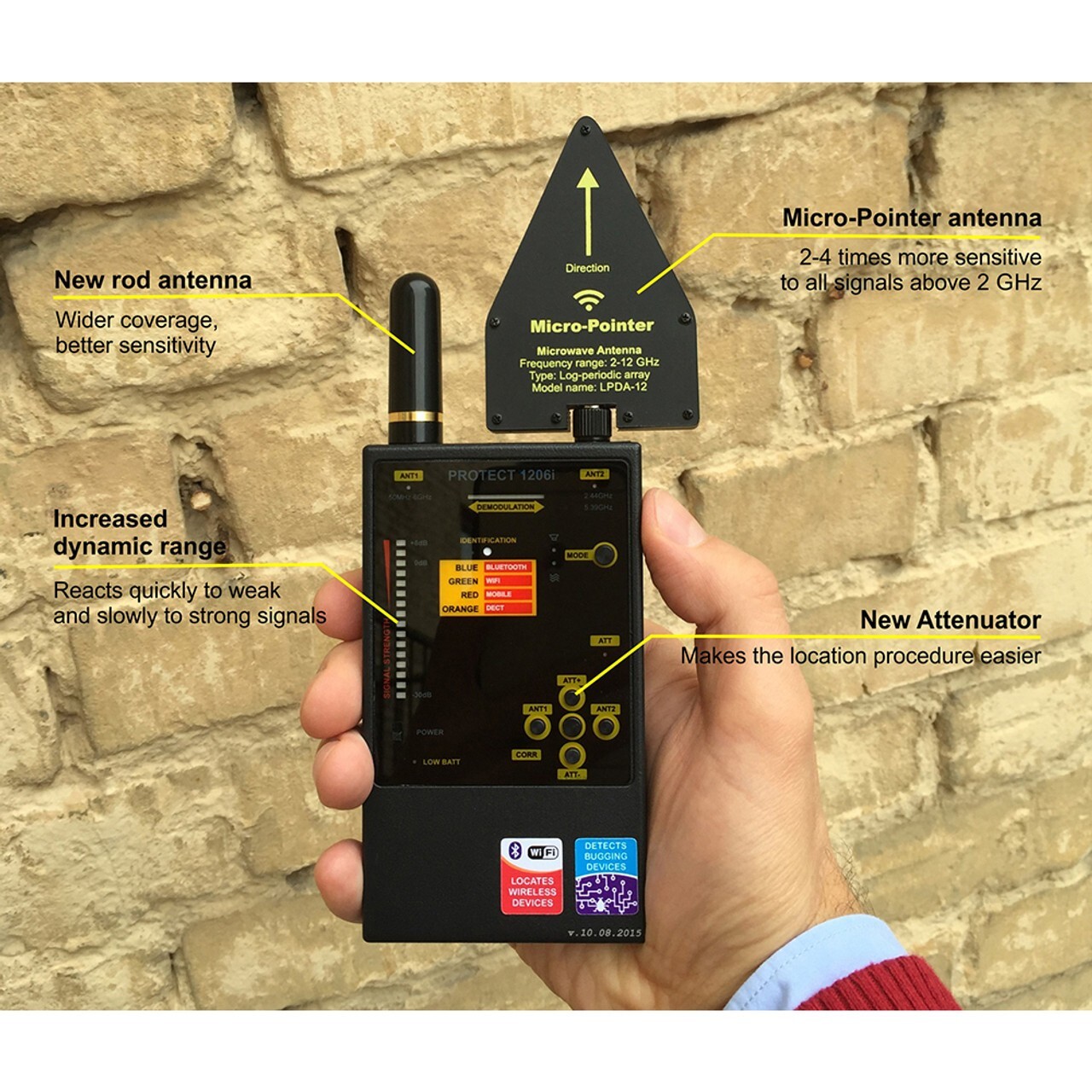 KJB Professional Digital DD1206 RF WiFi GSM Bug Detector Counter Surveillance