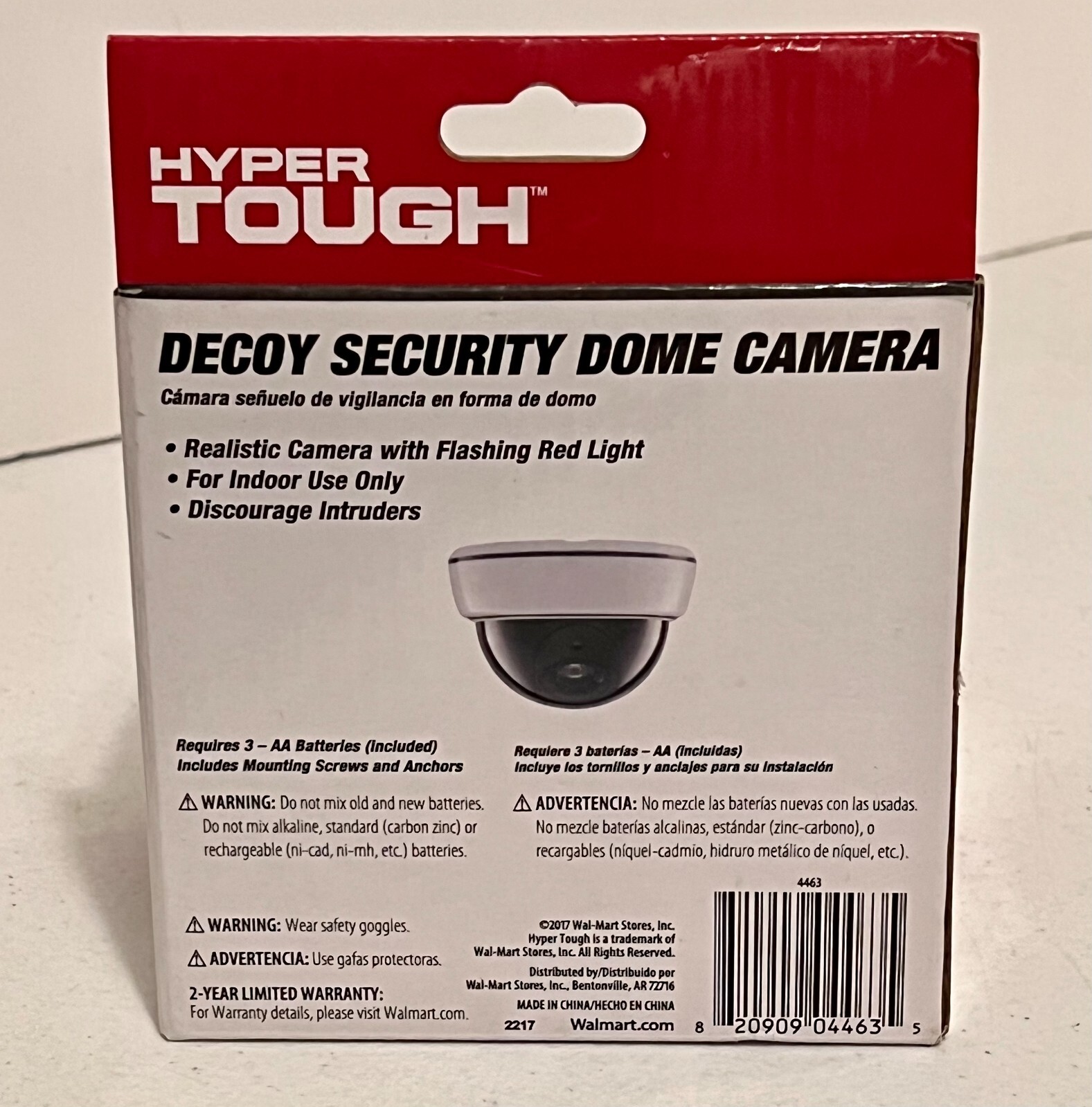 Hyper Tough Decoy Security Dome Camera Flashing Red Light Indoor Use Only